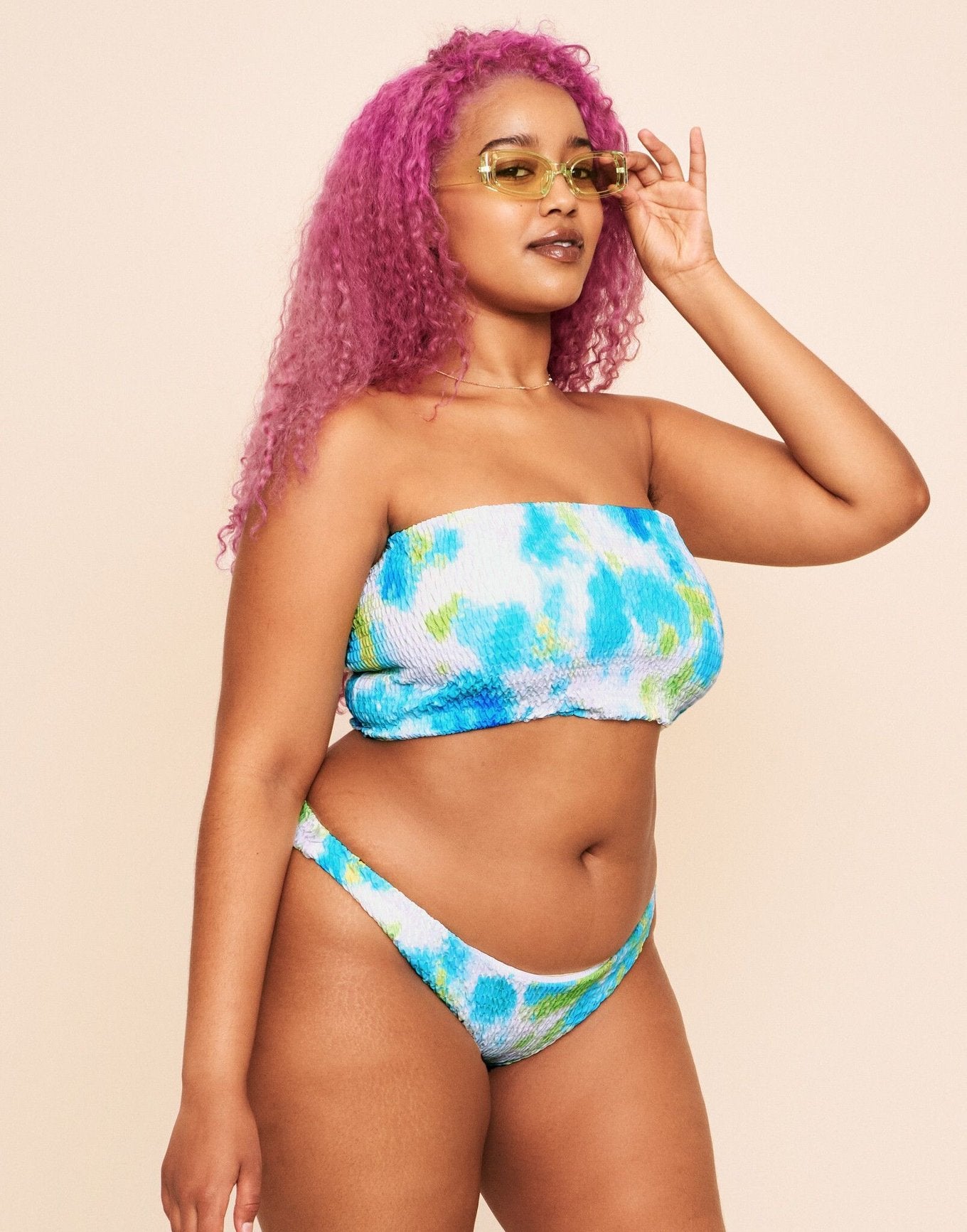 Earth Republic Arlette Smocking Bandeau Top Swim Top in color PR171261 - Opt01 and shape bikini