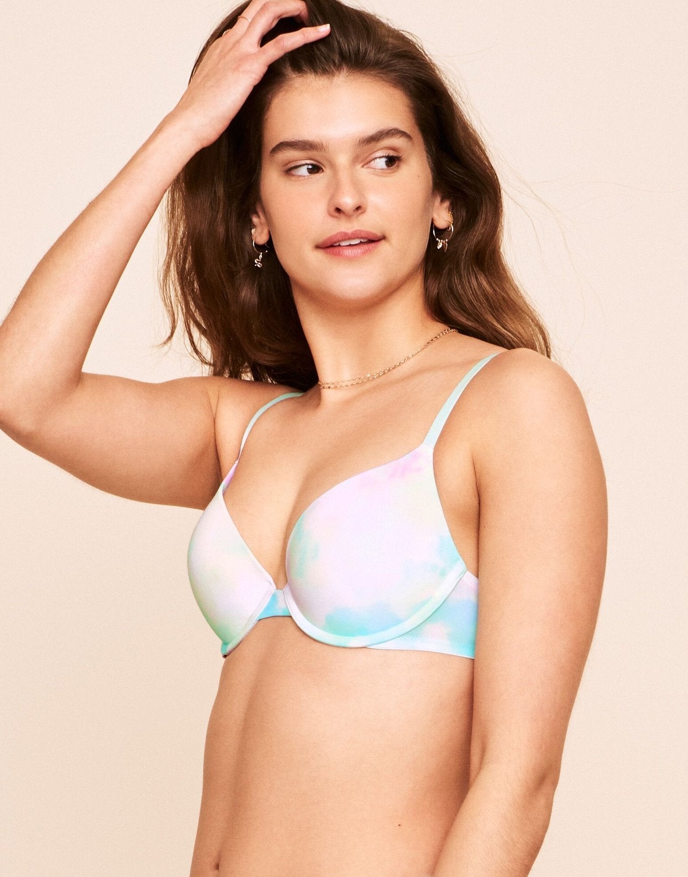 Earth Republic Jordyn Plunge Push Up Bra Push-Up Bra in color Smudged Unicorn and shape plunge