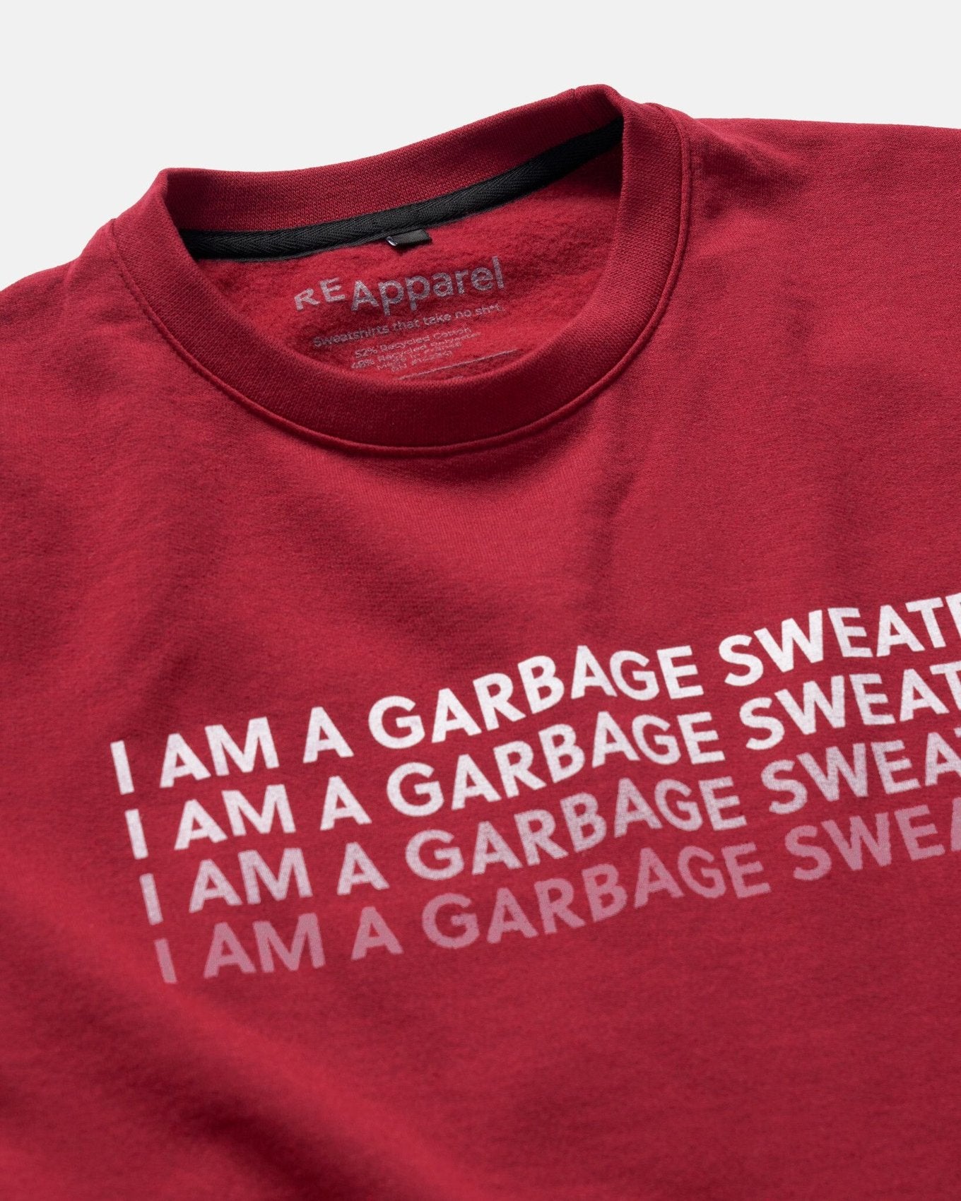 ReApparel Garbage Crew Neck . in color Garnet and shape long sleeve