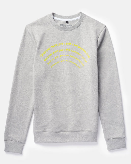 ReApparel Trash Crew Neck . in color Medium Heather Grey and shape long sleeve