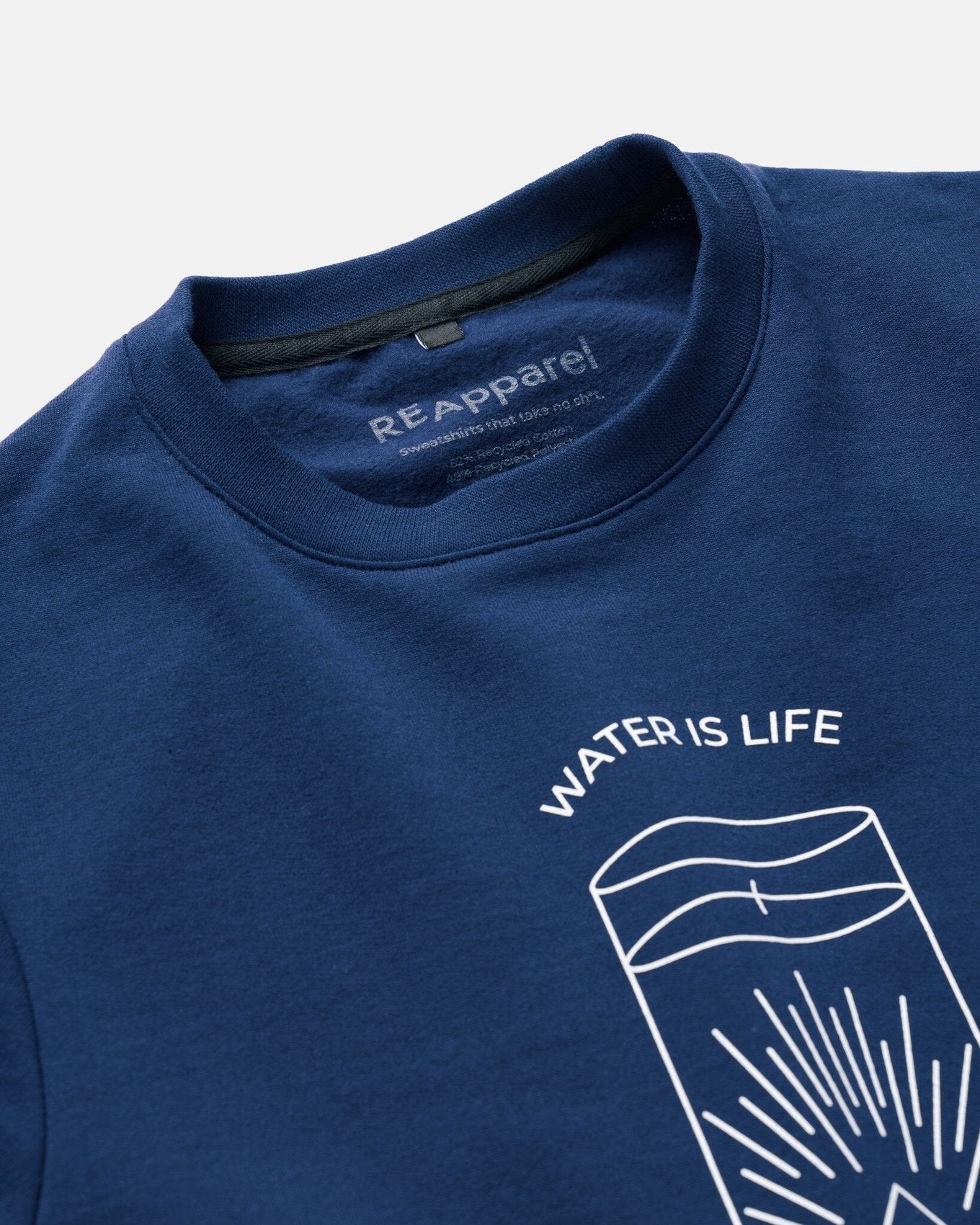 ReApparel Water Crew Neck . in color Navy Blue and shape long sleeve