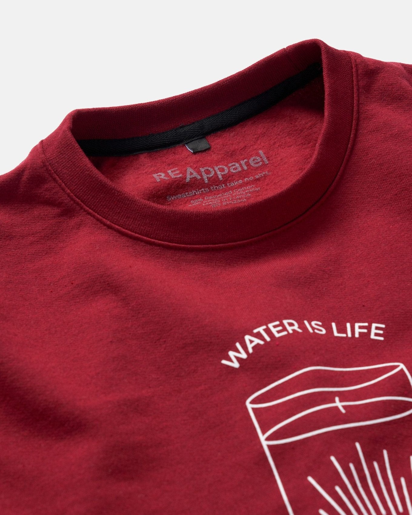 ReApparel Water Crew Neck . in color Garnet and shape long sleeve