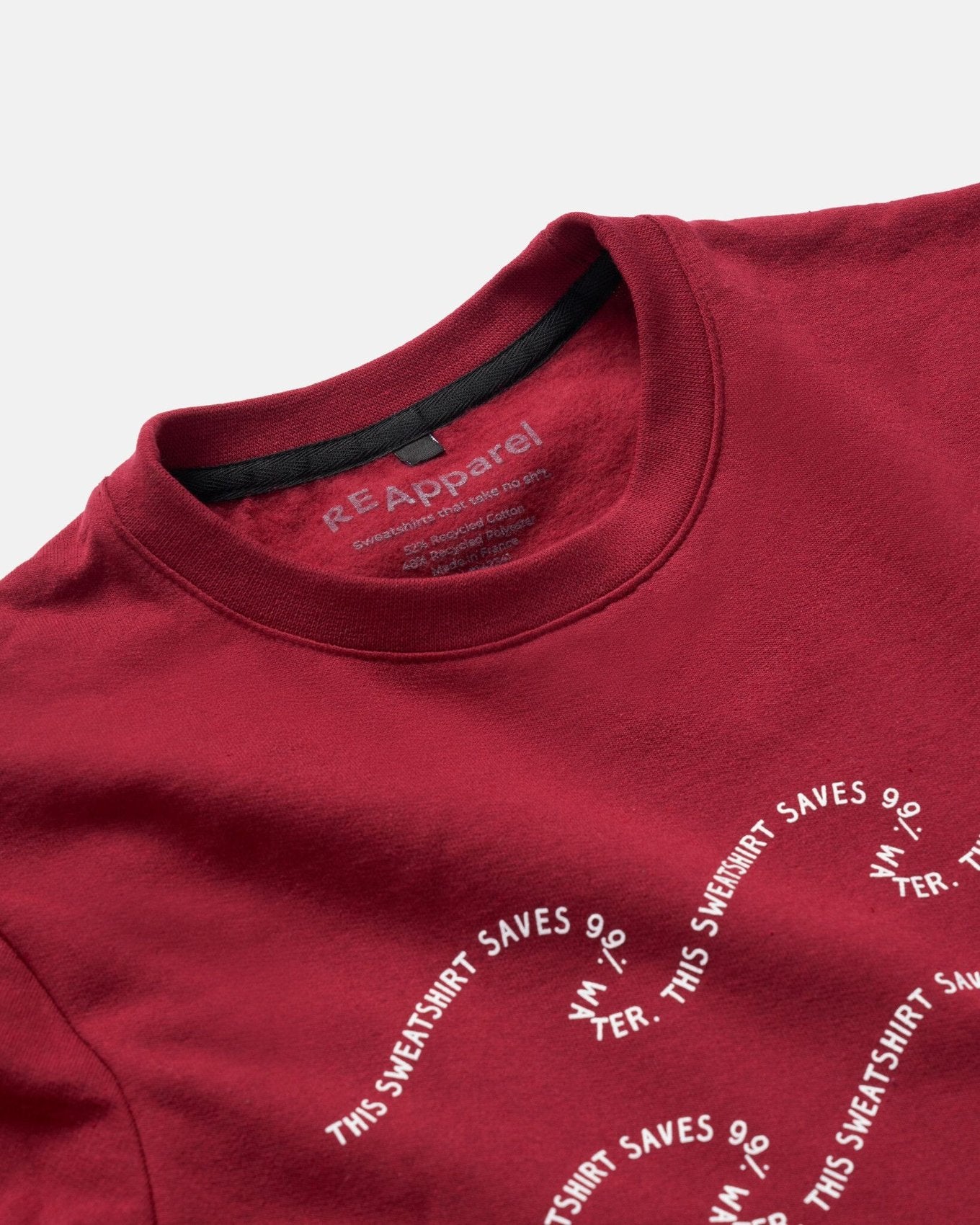 ReApparel Save Crew Neck . in color Garnet and shape long sleeve