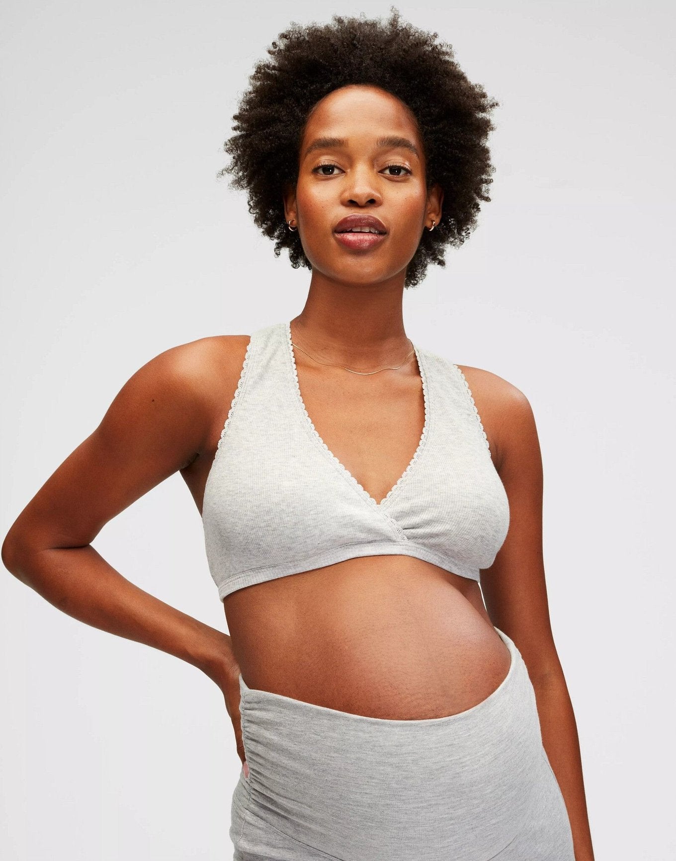 Belabumbum Luxe Sleep Bra Maternity & Nursing Bra in color Gray Marl and shape bralette
