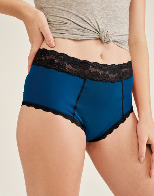 Joyja Amelia period-proof panty in color Classic Blue and shape high waisted