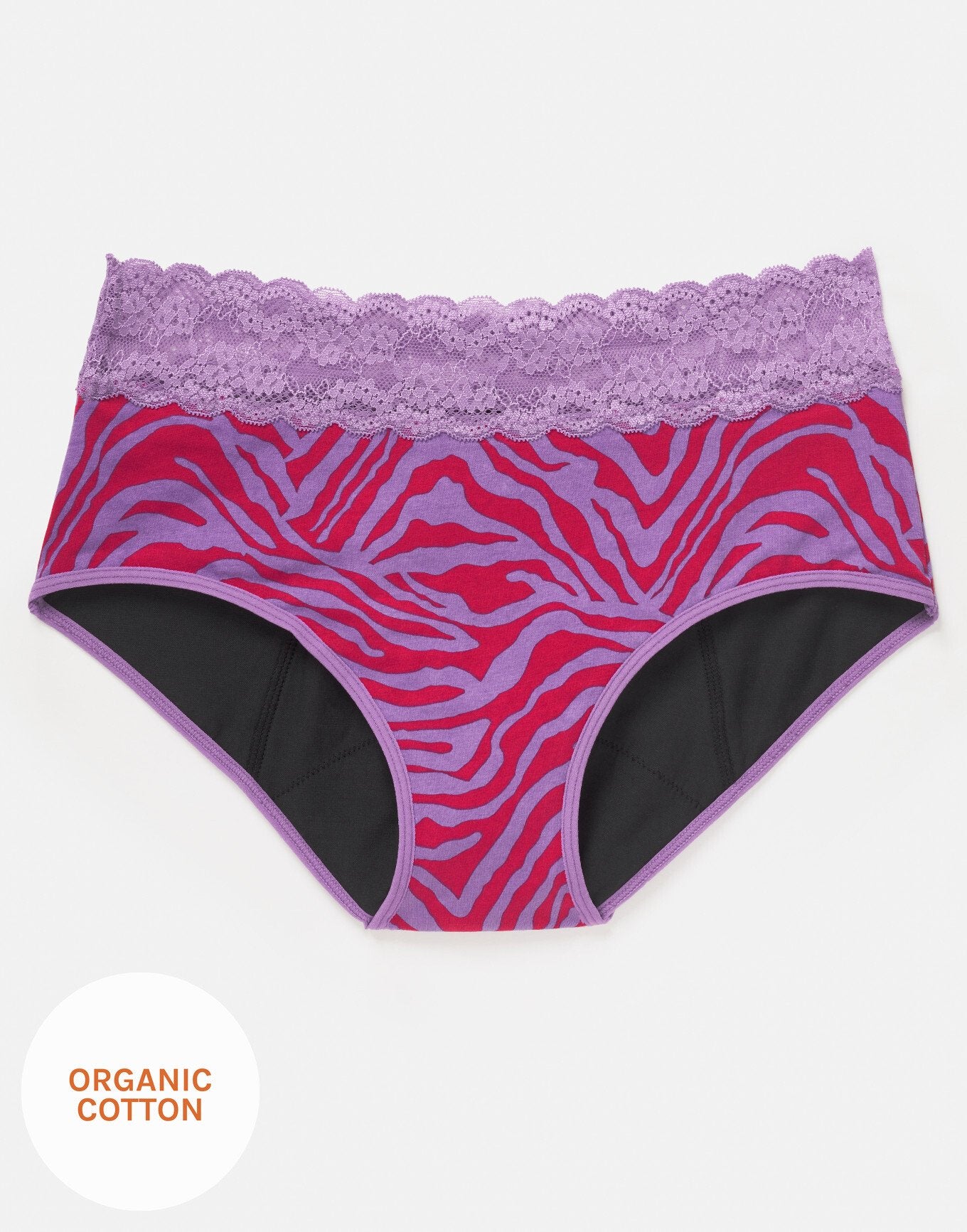 Joyja Ella period-proof panty in color Secret Safari C02 and shape midi brief