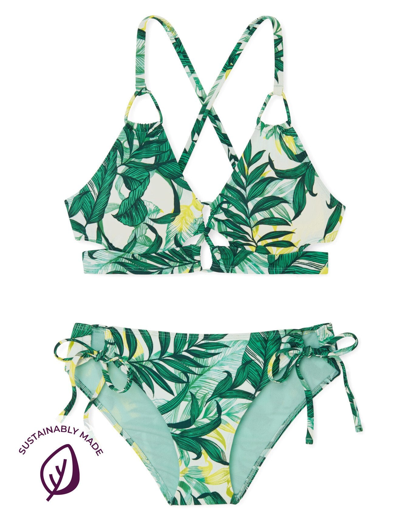 Adore Me Tatiana Bikini Top in color Royal Palms C01 and shape two piece