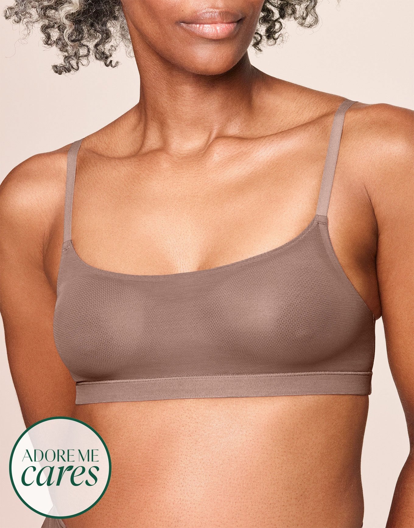 nueskin Olympia Mesh Scoop-Neck Shelf Bra in color Deep Taupe and shape bralette