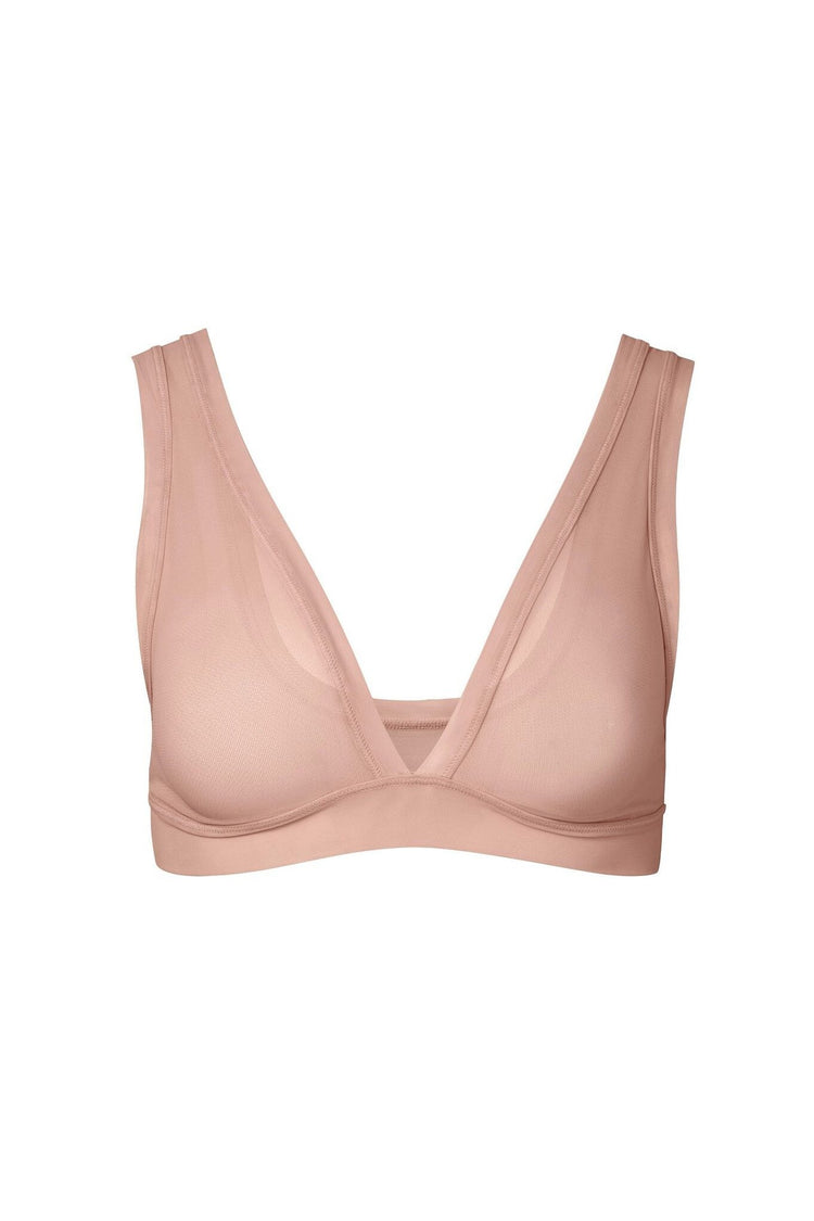 nueskin Italia Mesh Wireless Triangle Bralette in color Rose Cloud and shape triangle