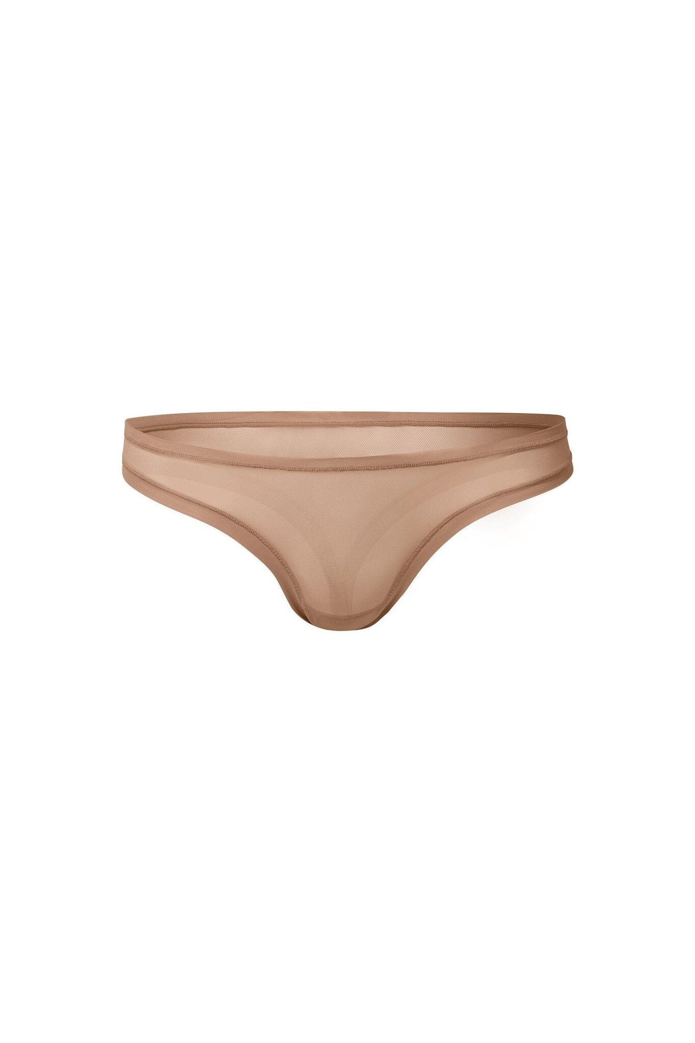 nueskin Bonnie Mesh Low-Rise Thong in color Macaroon and shape thong