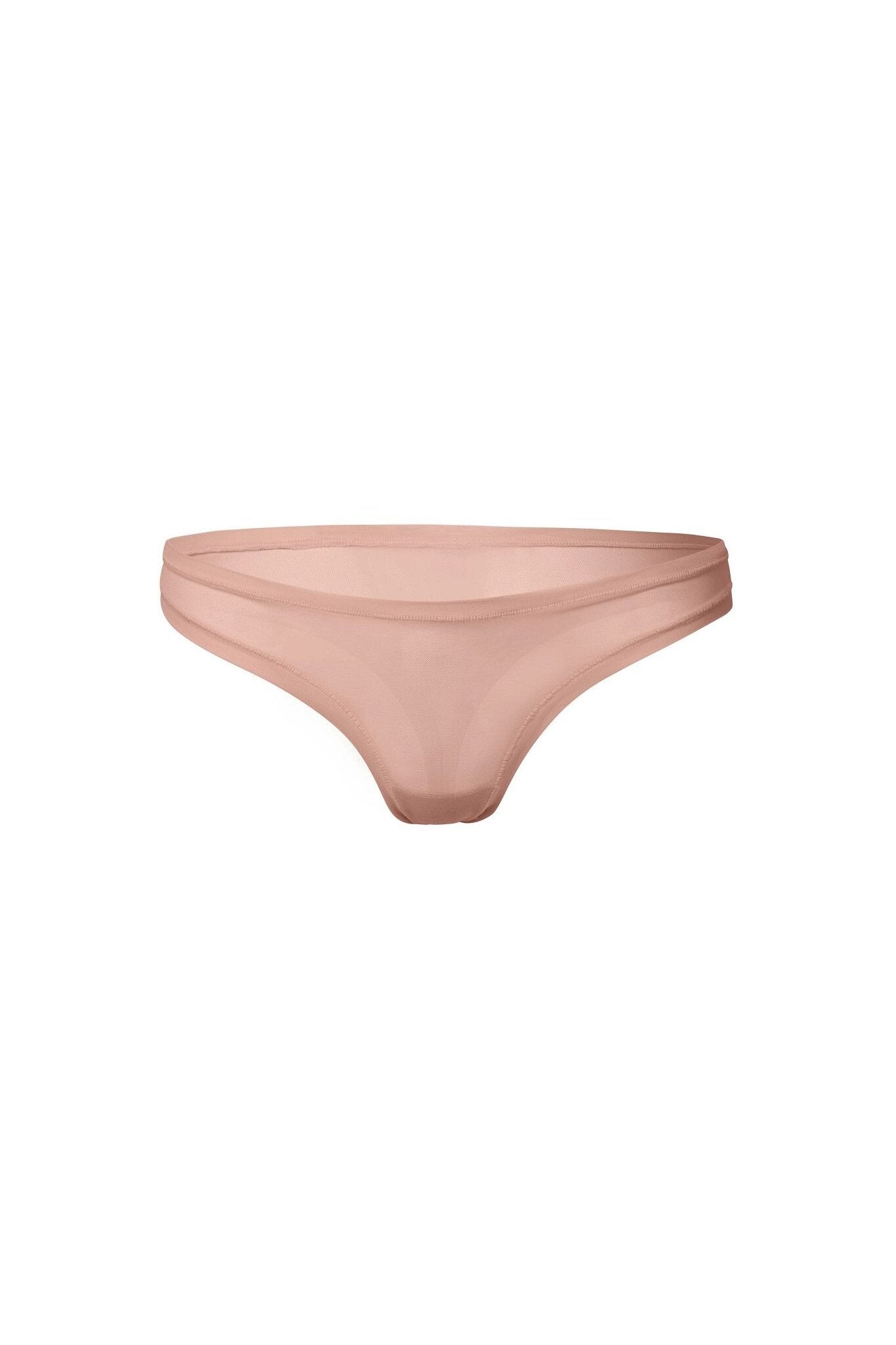 nueskin Bonnie Mesh Low-Rise Thong in color Rose Cloud and shape thong