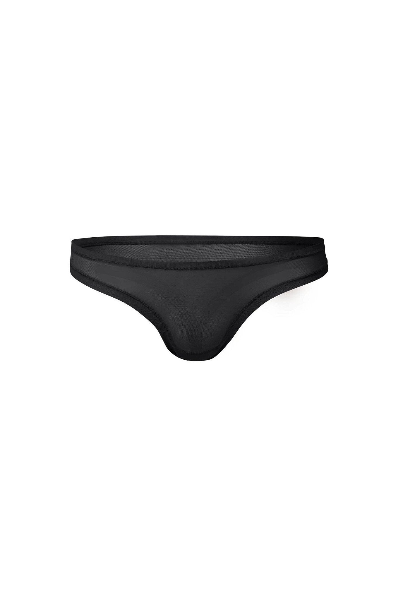 nueskin Bonnie Mesh Low-Rise Thong in color Jet Black and shape thong