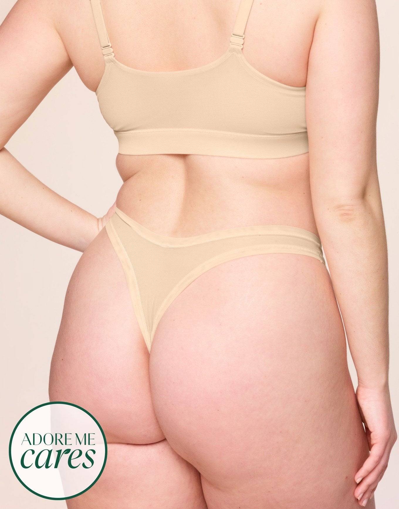 nueskin Bonnie Mesh Low-Rise Thong in color Appleblossom and shape thong