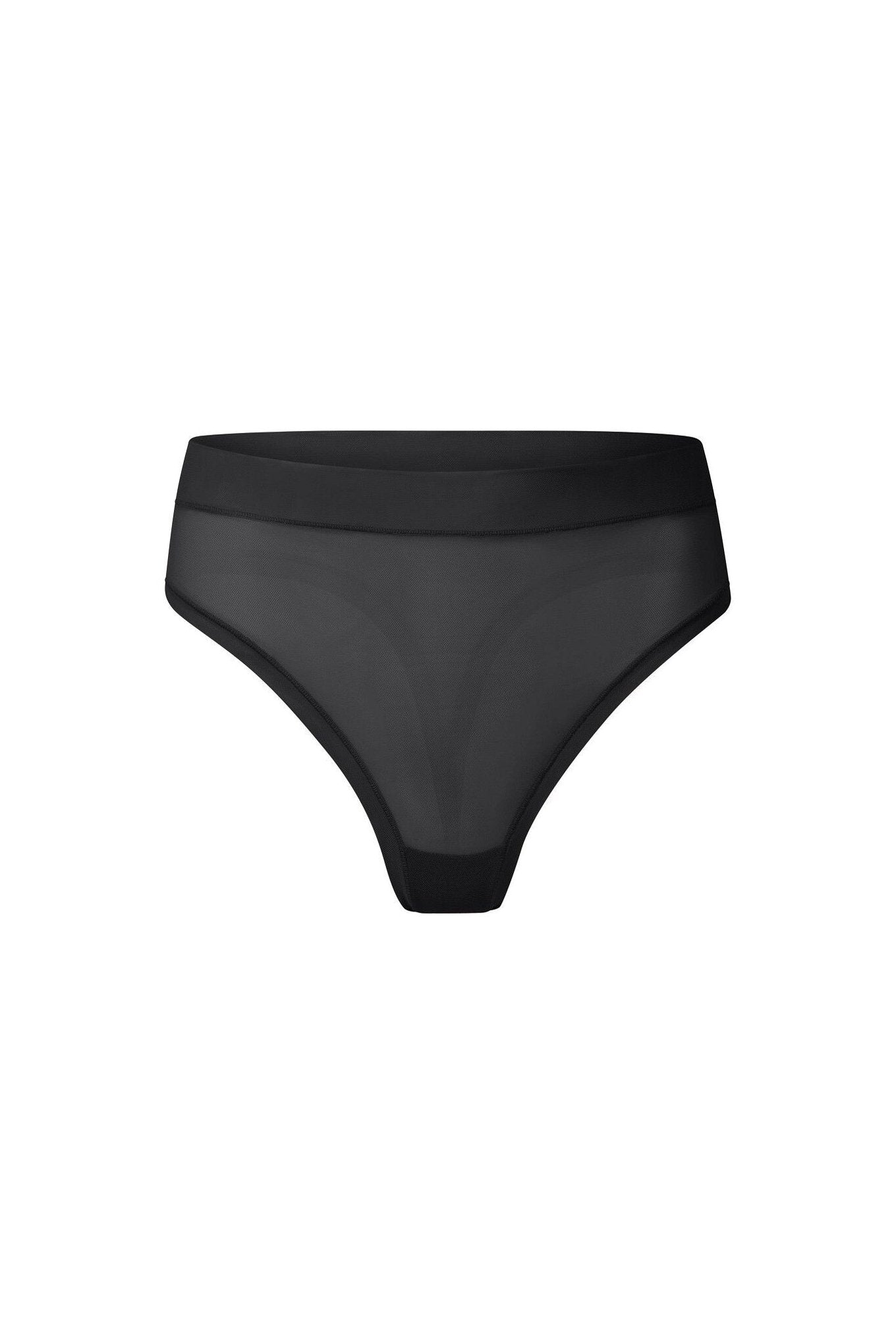 nueskin Carey Mesh Mid-Rise Thong in color Jet Black and shape thong
