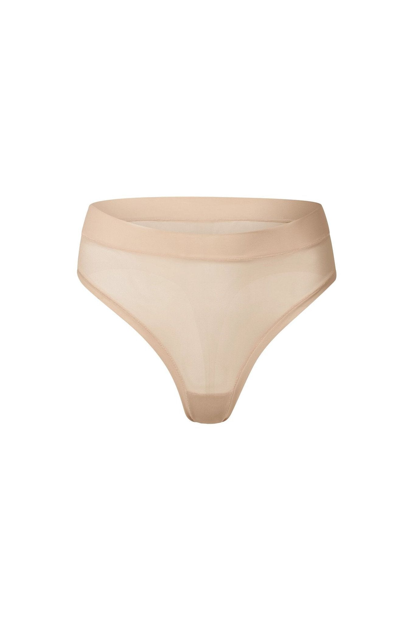 nueskin Carey Mesh Mid-Rise Thong in color Appleblossom and shape thong