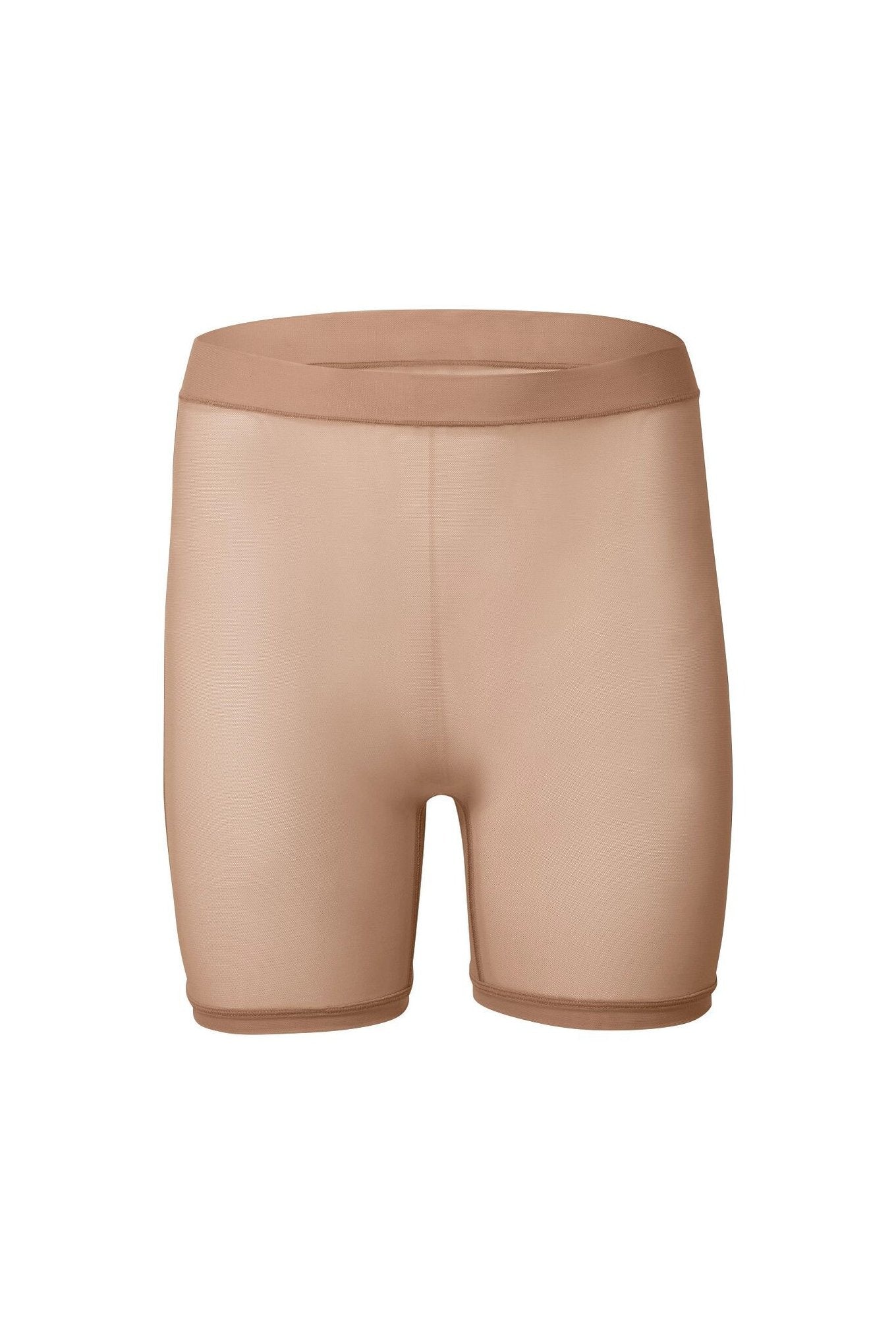 nueskin Dina Mesh High-Rise Shortie in color Macaroon and shape shortie