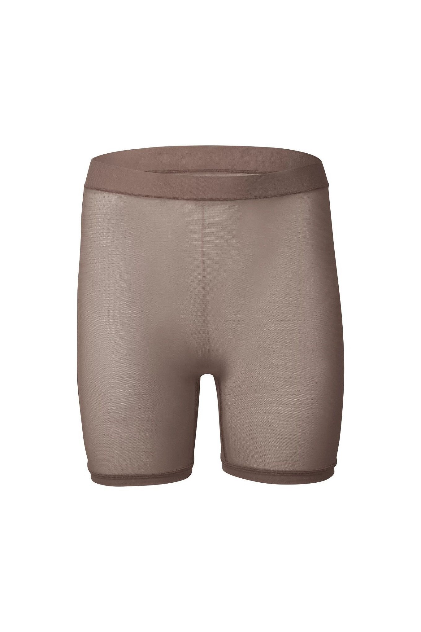 nueskin Dina Mesh High-Rise Shortie in color Deep Taupe and shape shortie