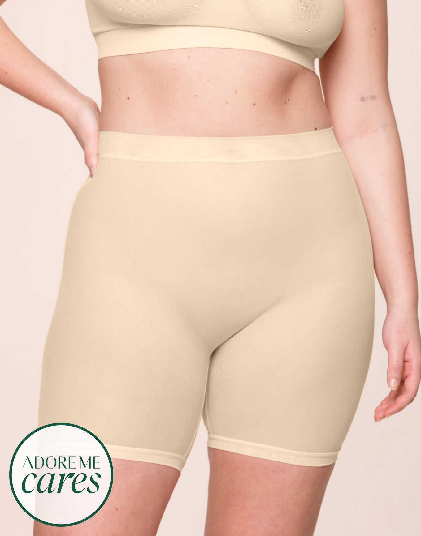 nueskin Dina Mesh High-Rise Shortie in color Dawn and shape shortie