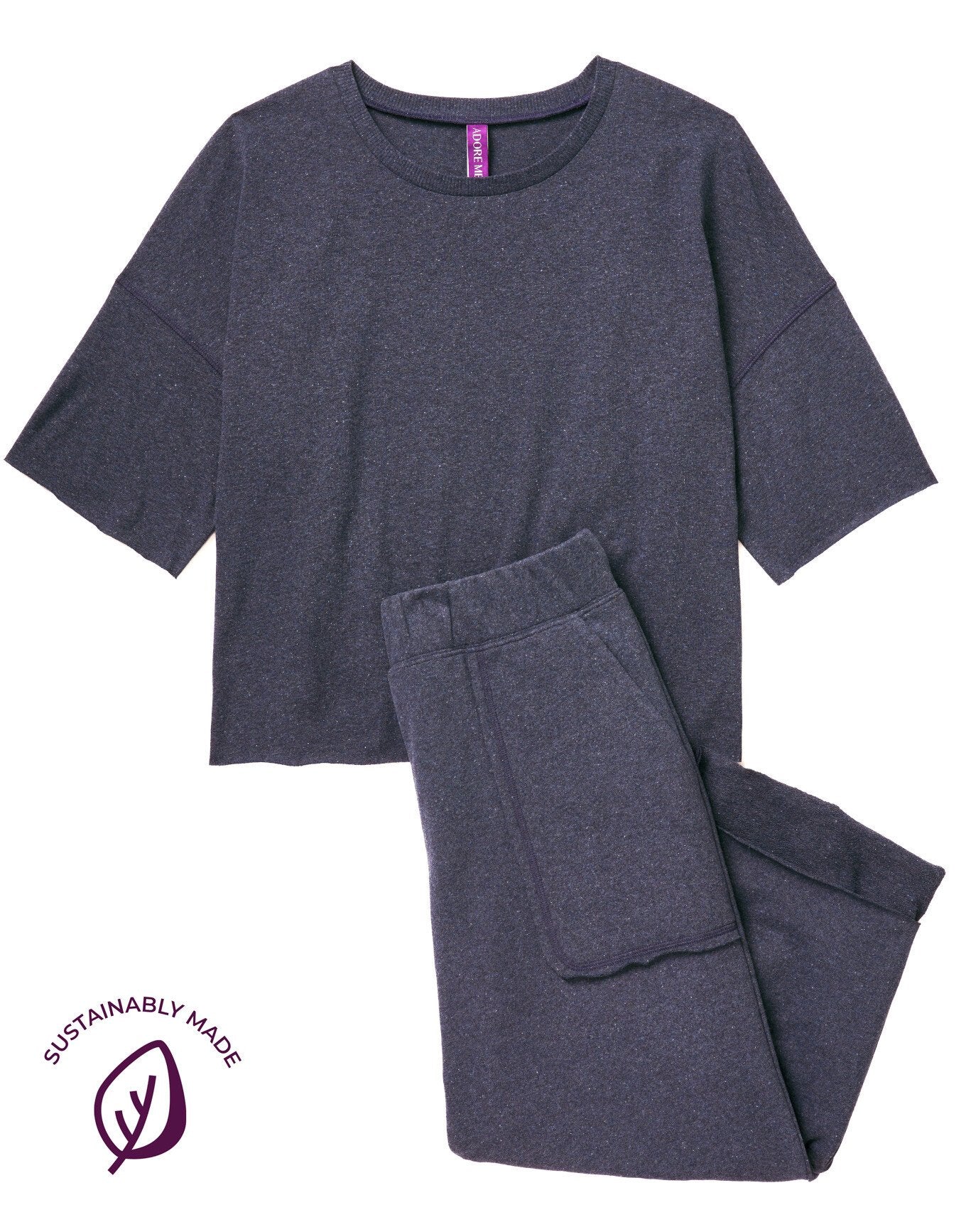 Adore Me Avery T-Shirt & Sweatpant Set in color Evening Blue and shape pj