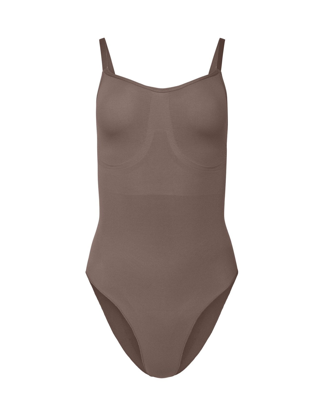 nueskin Cady High-Compression Cheeky Bodysuit in color Deep Taupe and shape bodysuit