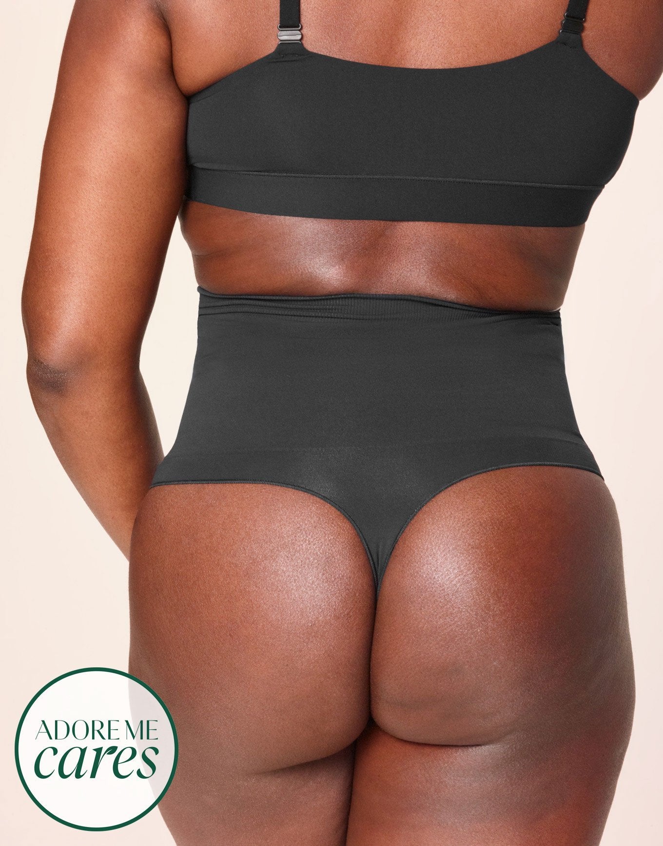 nueskin Elodie High-Compression High-Waist Thong in color Jet Black and shape thong