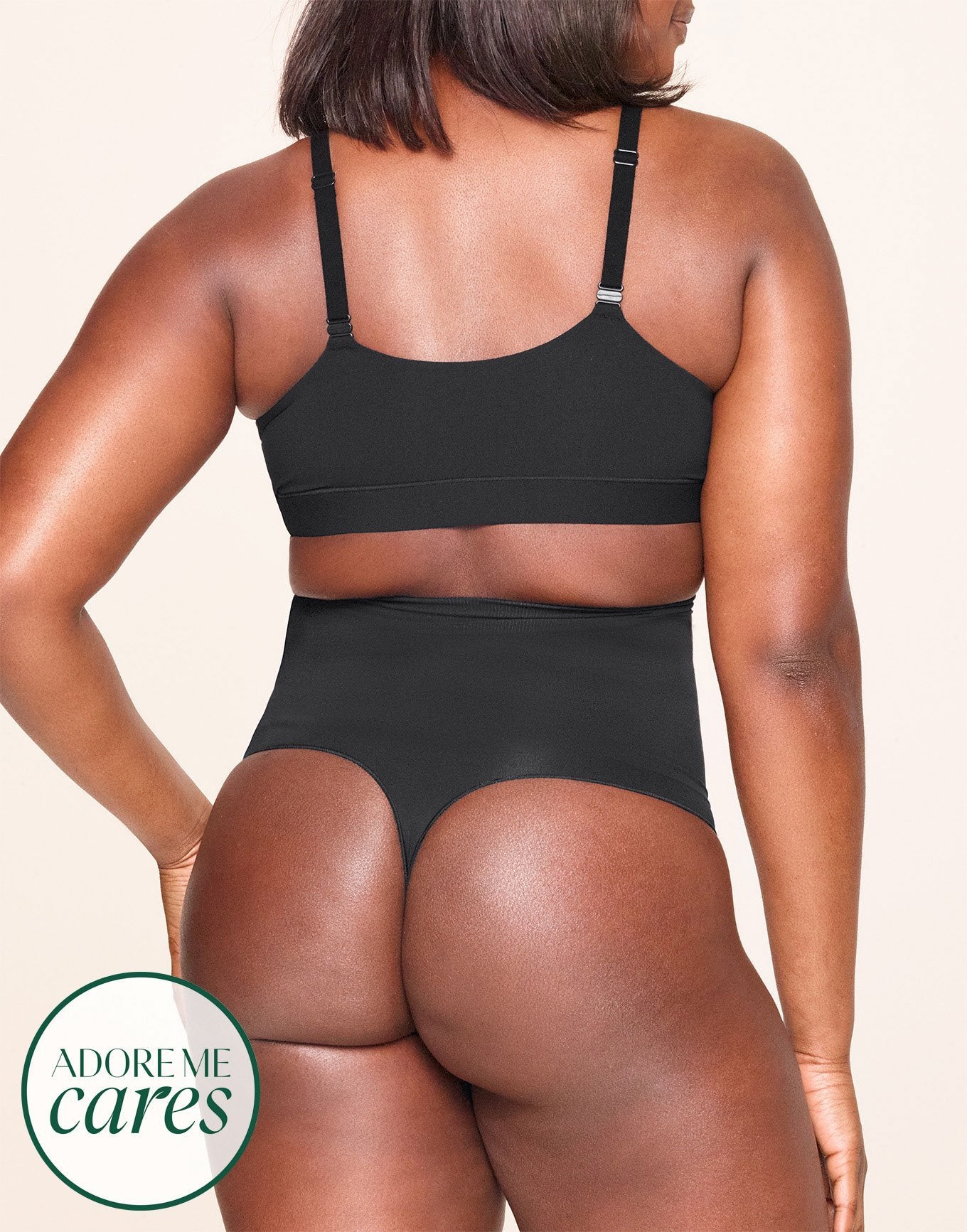 nueskin Elodie High-Compression High-Waist Thong in color Jet Black and shape thong