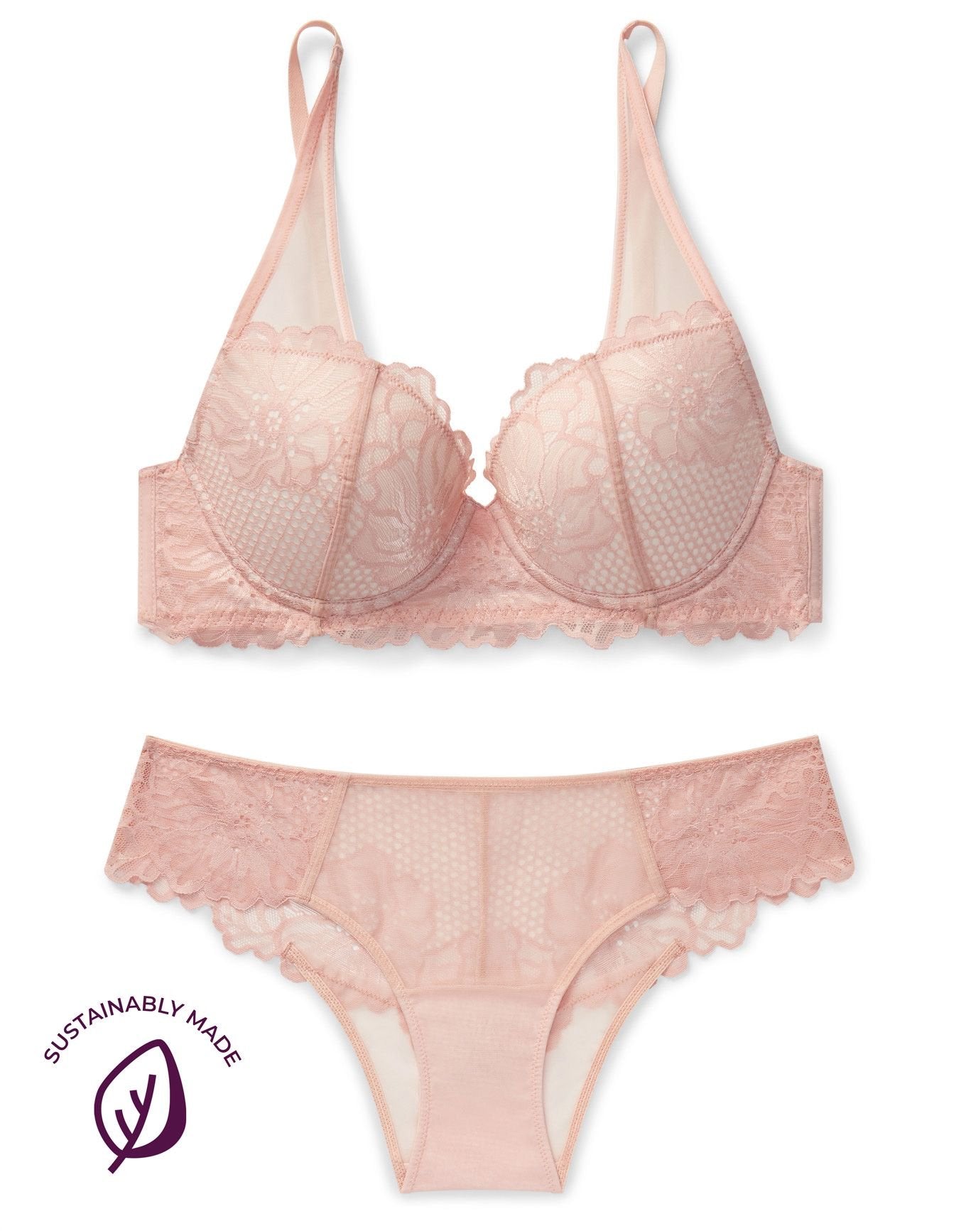 Adore Me Magdalena Push-Up Demi in color Peachy Keen (Peachy Keen) and shape demi