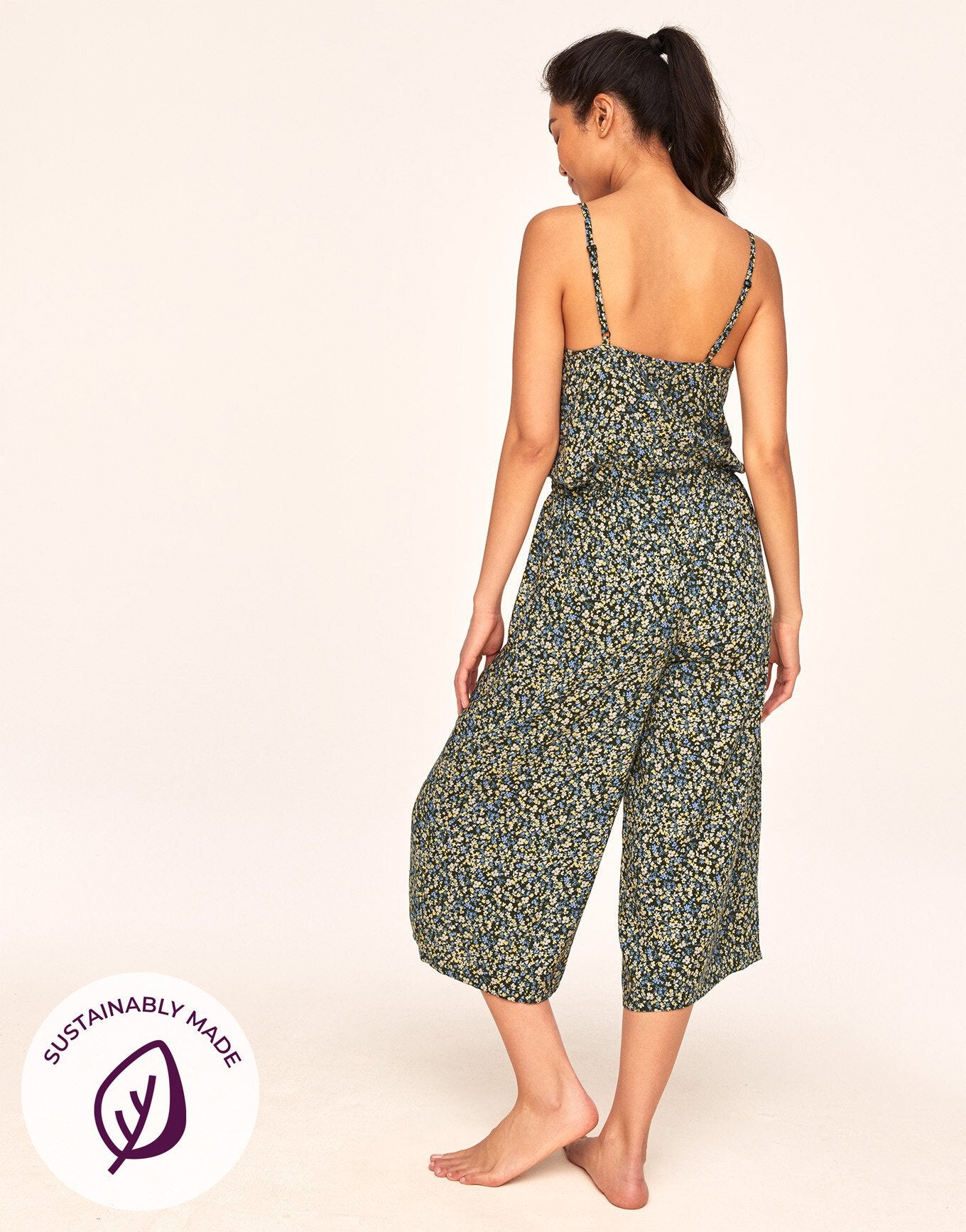Adore Me Grace 100% Eco-Friendly Rayon Jumpsuit in color Meadow Ditsies C01 and shape romper