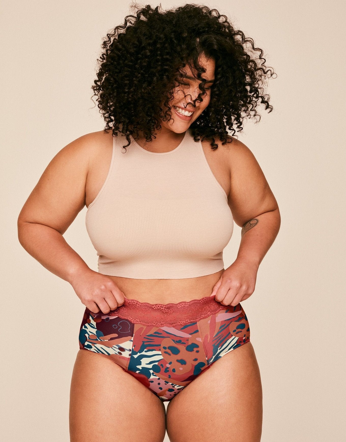 Joyja Amelia period-proof panty in color Wild Heart C01 and shape high waisted