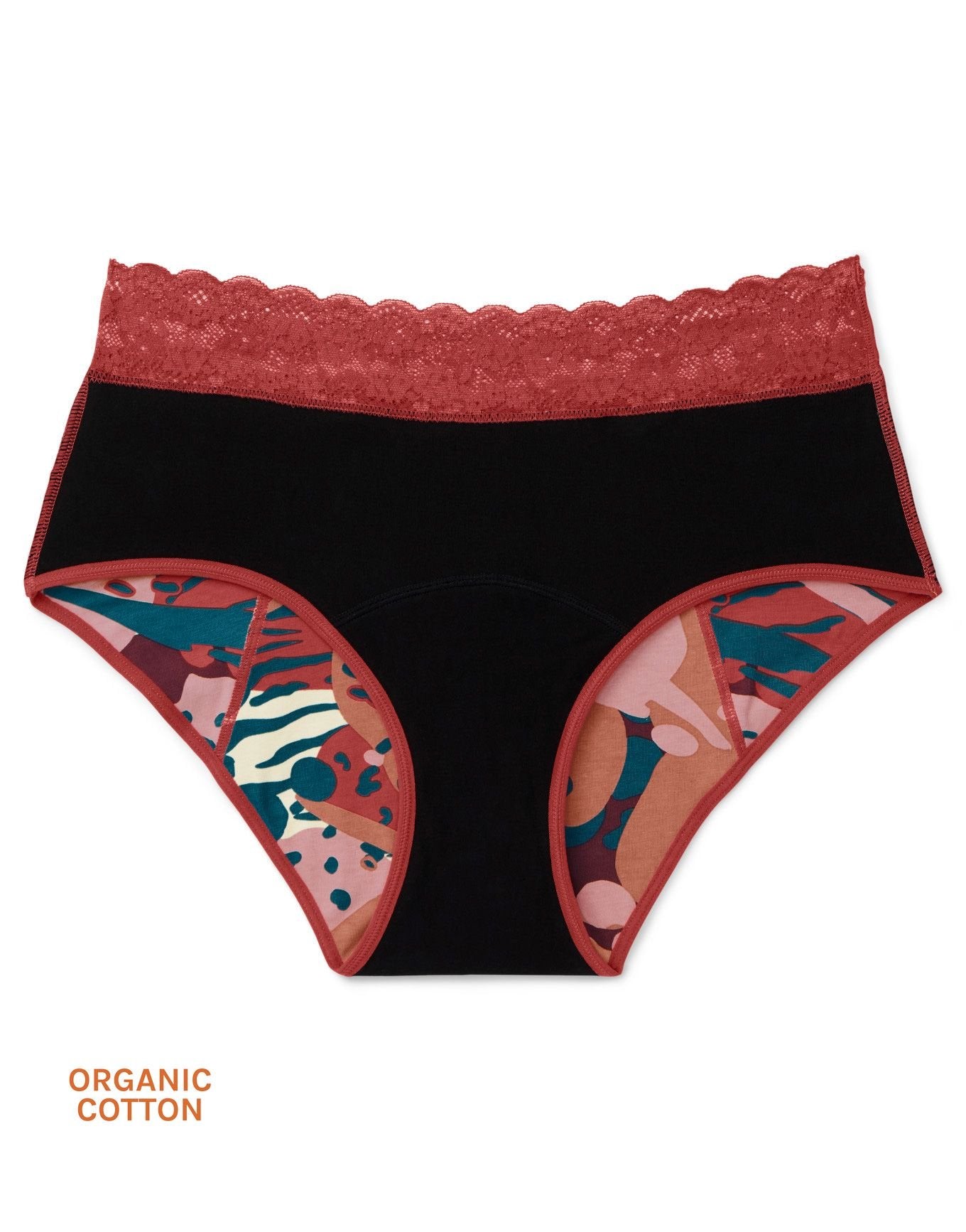 Joyja Ella period-proof panty in color Wild Heart C01 and shape midi brief