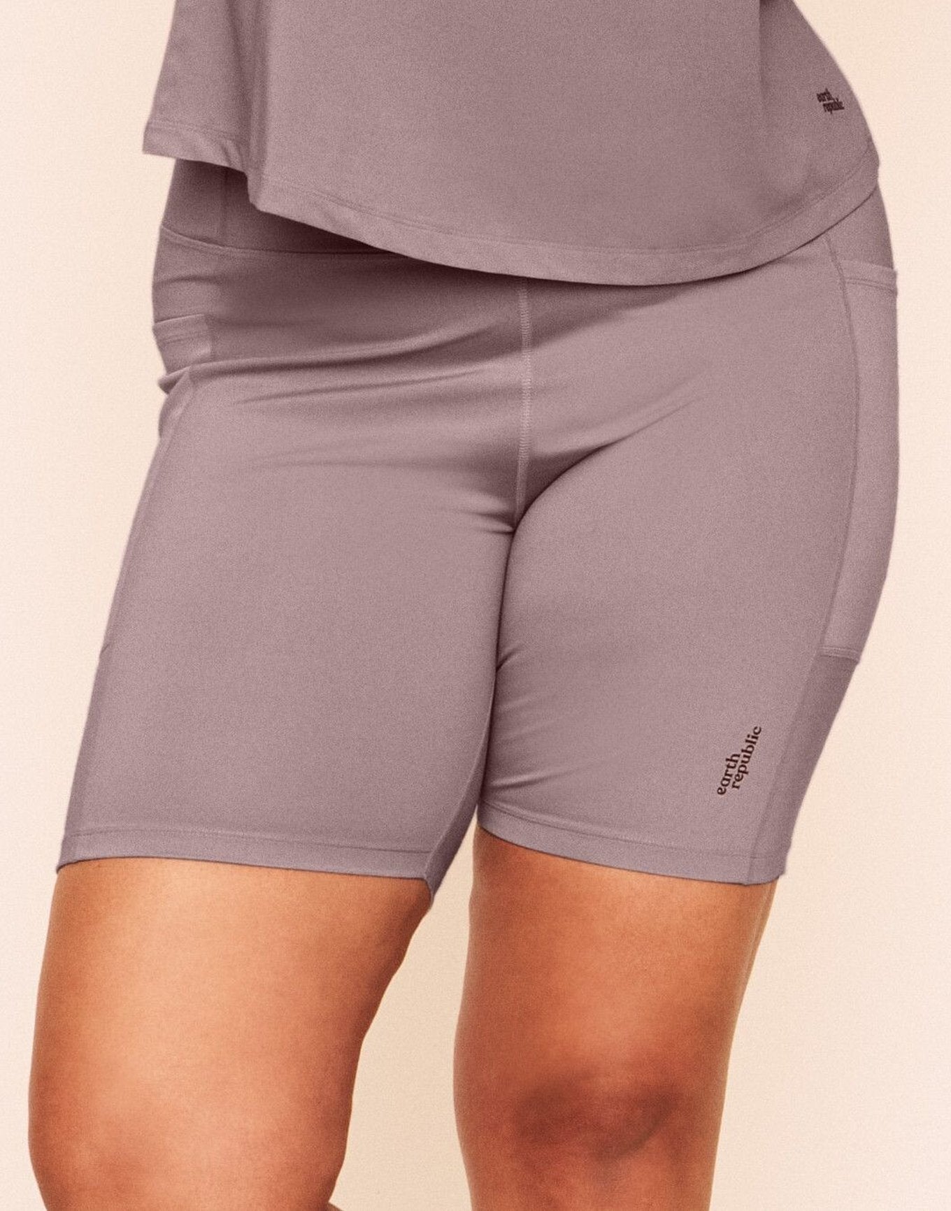 Earth Republic Anais High Waisted Short Biker Shorts in color Deauville Mauve and shape short
