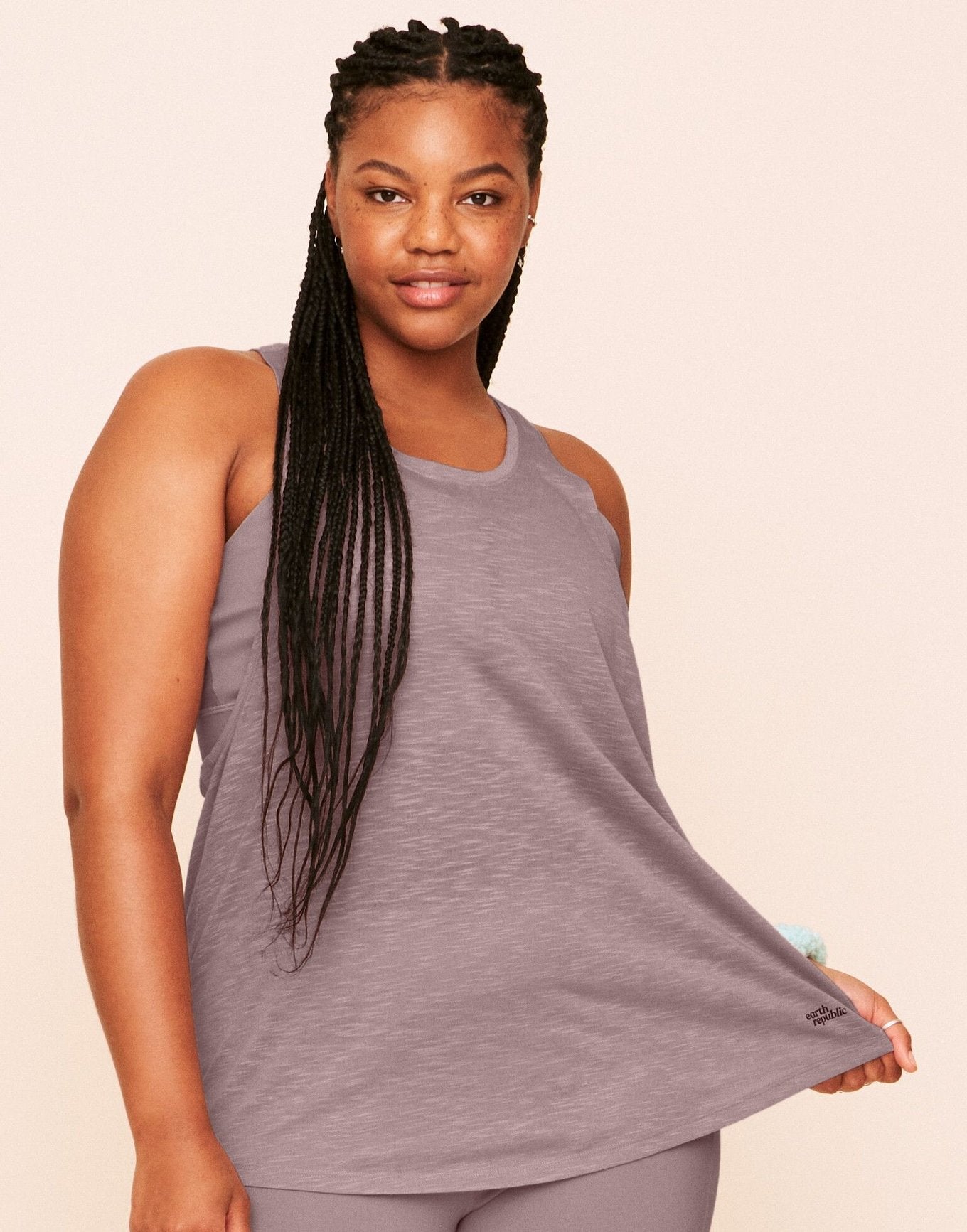 Earth Republic Emmaline Dropped Armhole Tank Workout Tank in color Deauville Mauve and shape tank