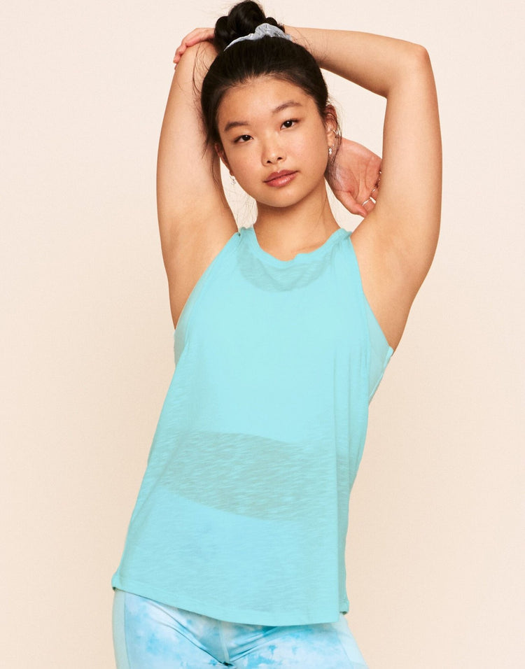 Earth Republic Emmaline Dropped Armhole Tank Workout Tank in color Island Paradise and shape tank