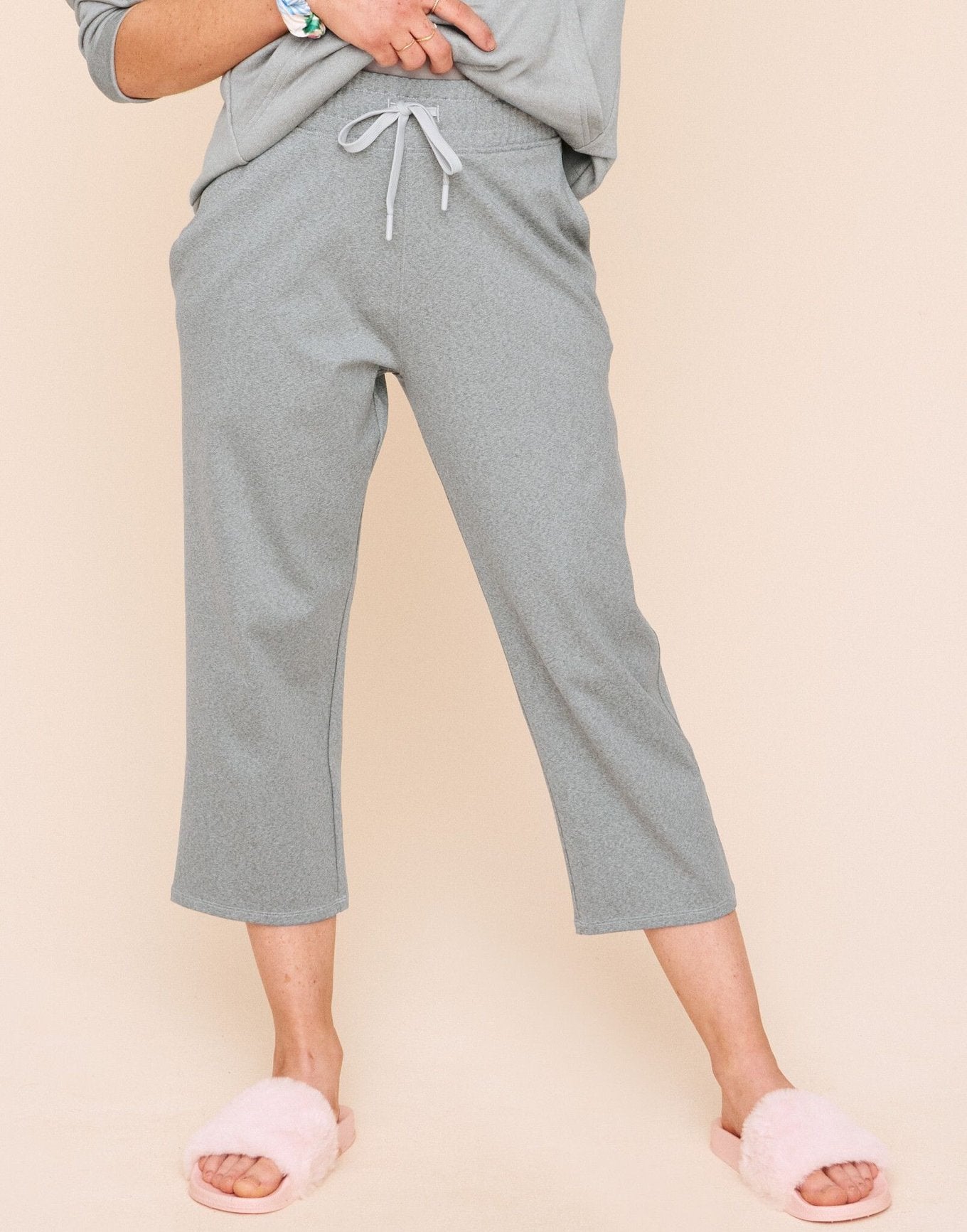 Earth Republic Jaelyn Cropped Pant Cropped Pant in color Oyster Mushroom Marl and shape pant