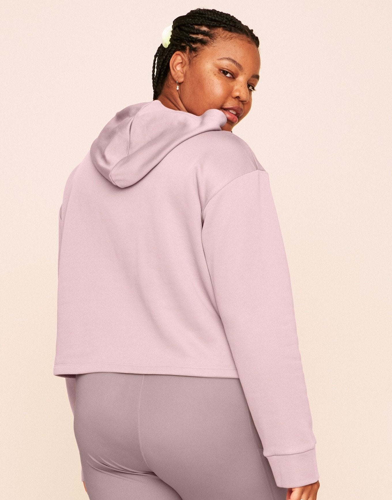 Earth Republic Myah Escape Luxe Hoodie Cropped Hoodie in color Chalk Pink and shape hoodie