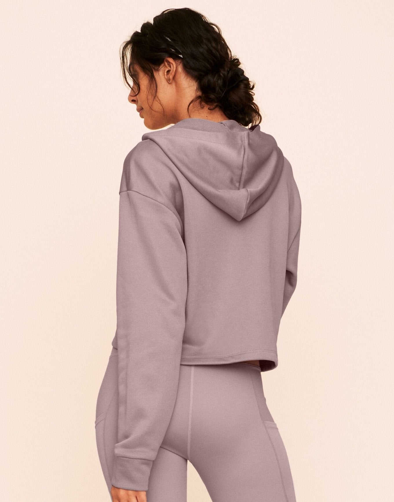 Earth Republic Myah Escape Luxe Hoodie Cropped Hoodie in color Deauville Mauve and shape hoodie