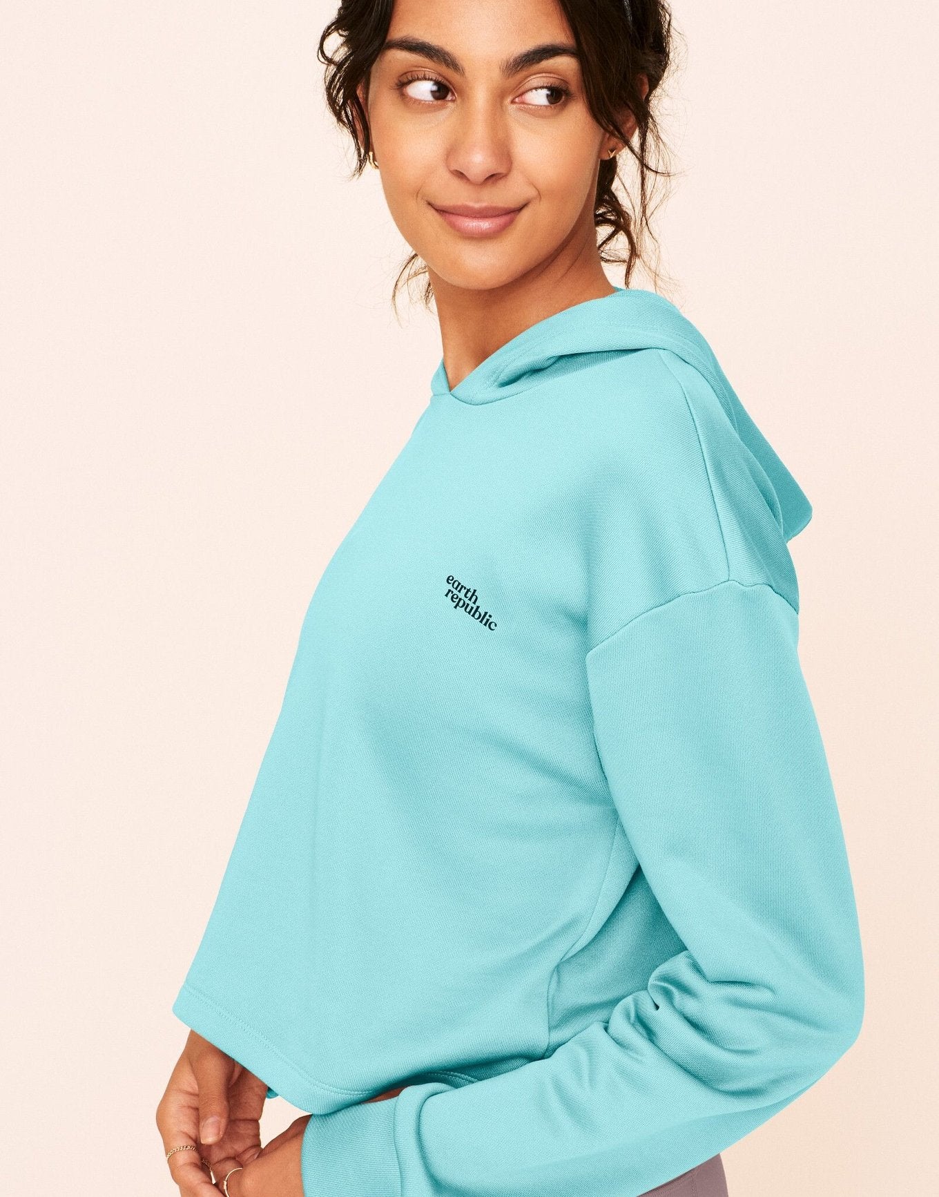 Earth Republic Myah Escape Luxe Hoodie Cropped Hoodie in color Island Paradise and shape hoodie