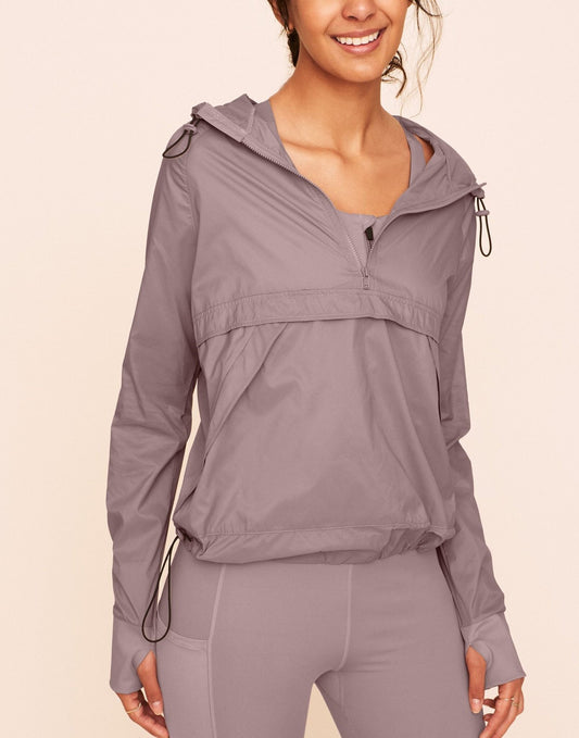 Earth Republic Lexie Sheer Windbreaker Jacket Hood in color Deauville Mauve and shape hoodie