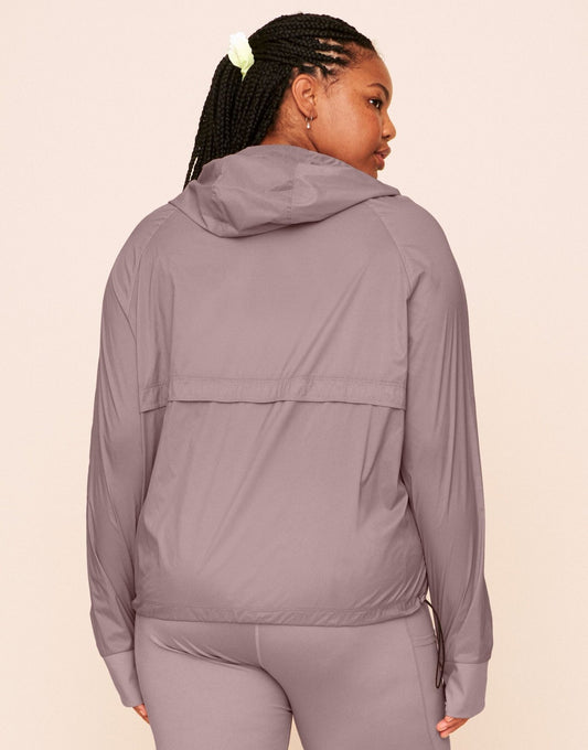 Earth Republic Lexie Sheer Windbreaker Jacket Hood in color Deauville Mauve and shape jacket