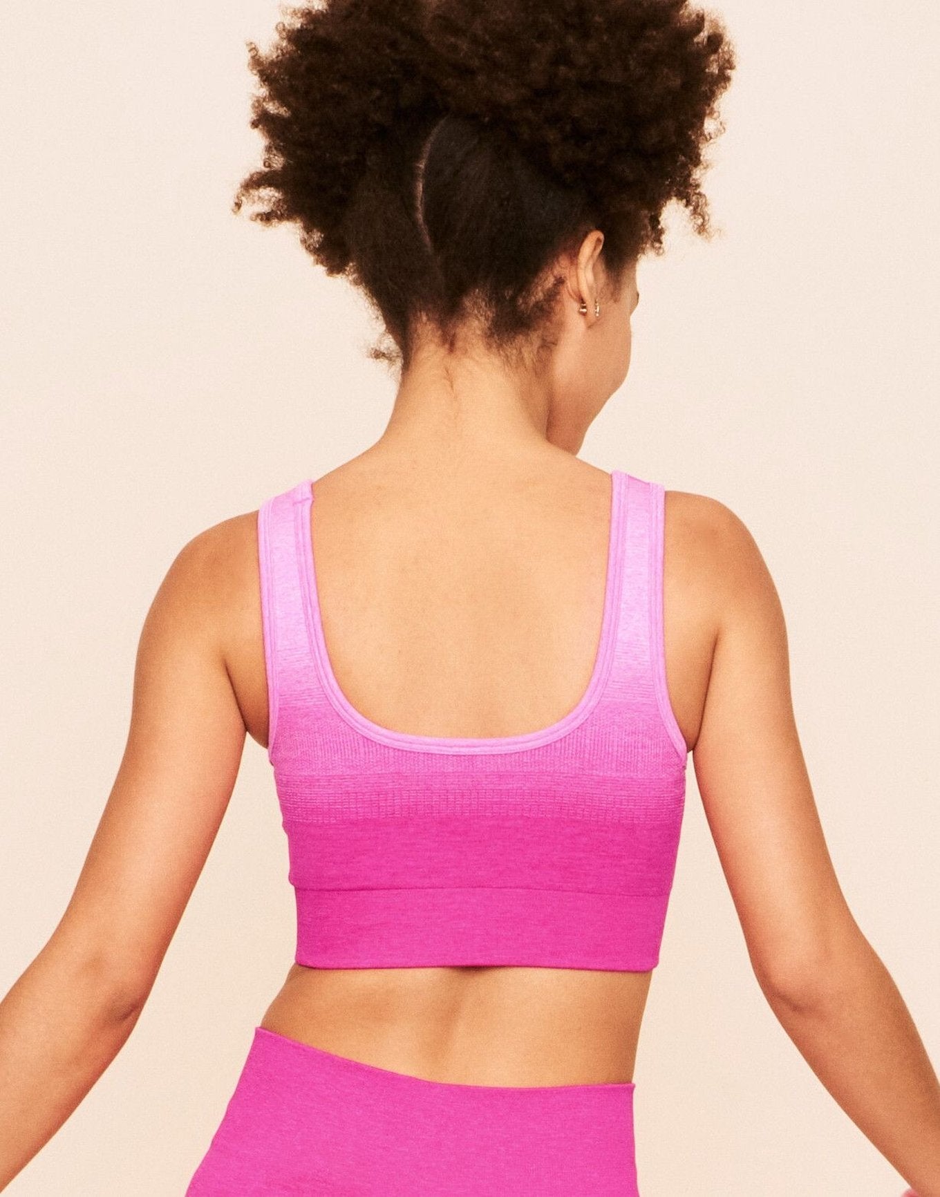 Earth Republic Maeve Ombre Sports Bra Sports Bra in color Solid 03 - Ombre Pink and shape sports bra