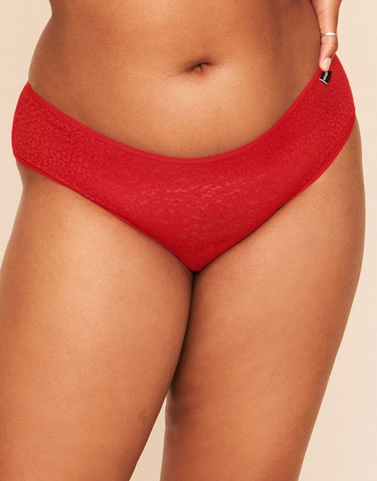 Earth Republic Billie Lace Lace Cheeky in color Flame Scarlet and shape cheeky