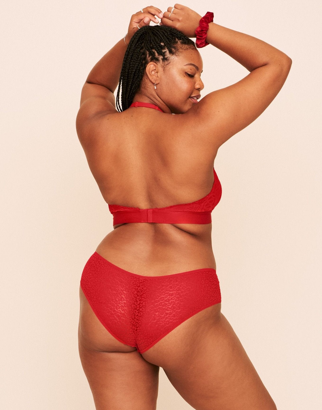 Earth Republic Billie Lace Lace Cheeky in color Flame Scarlet and shape cheeky