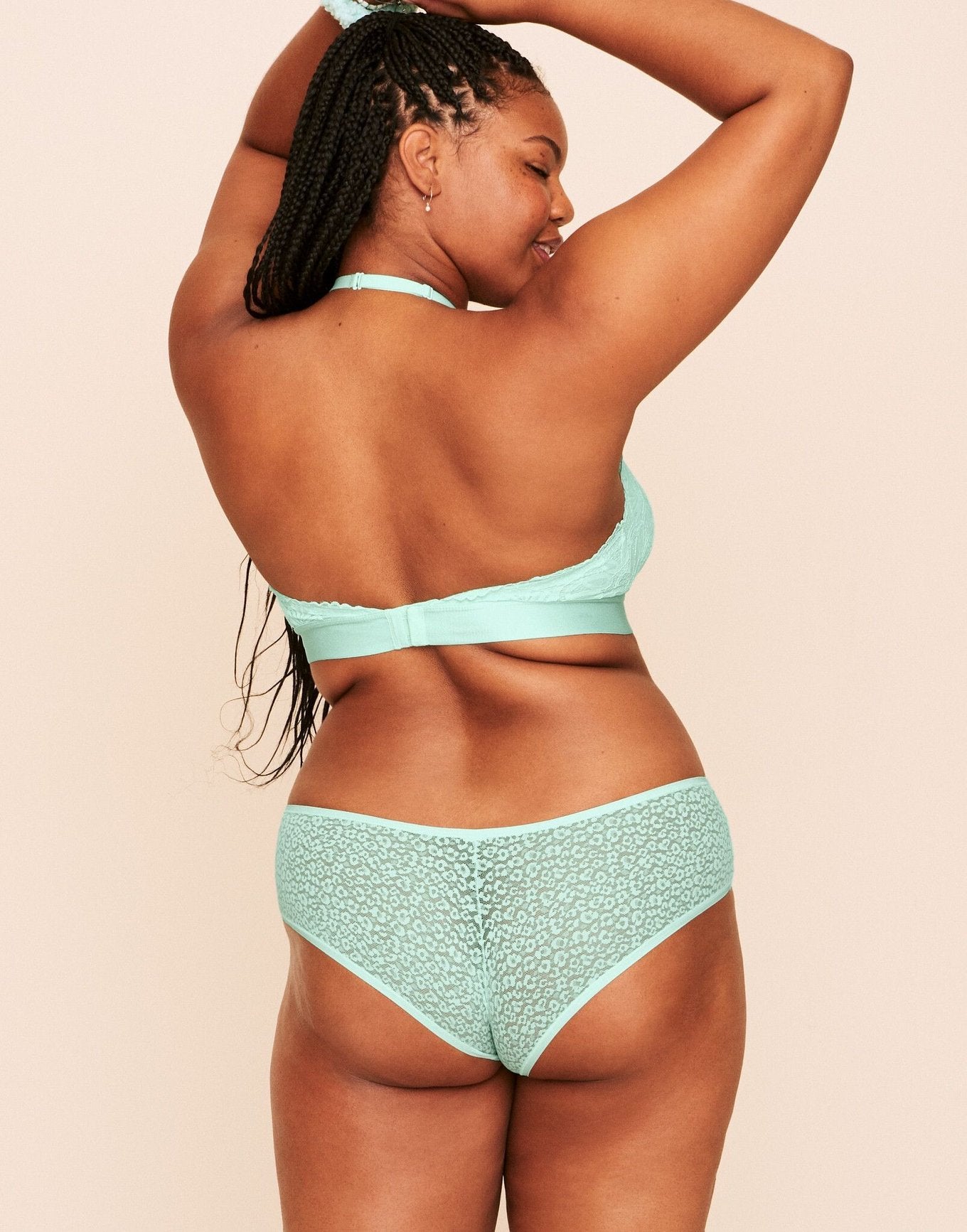 Earth Republic Billie Lace Lace Cheeky in color Bay and shape cheeky