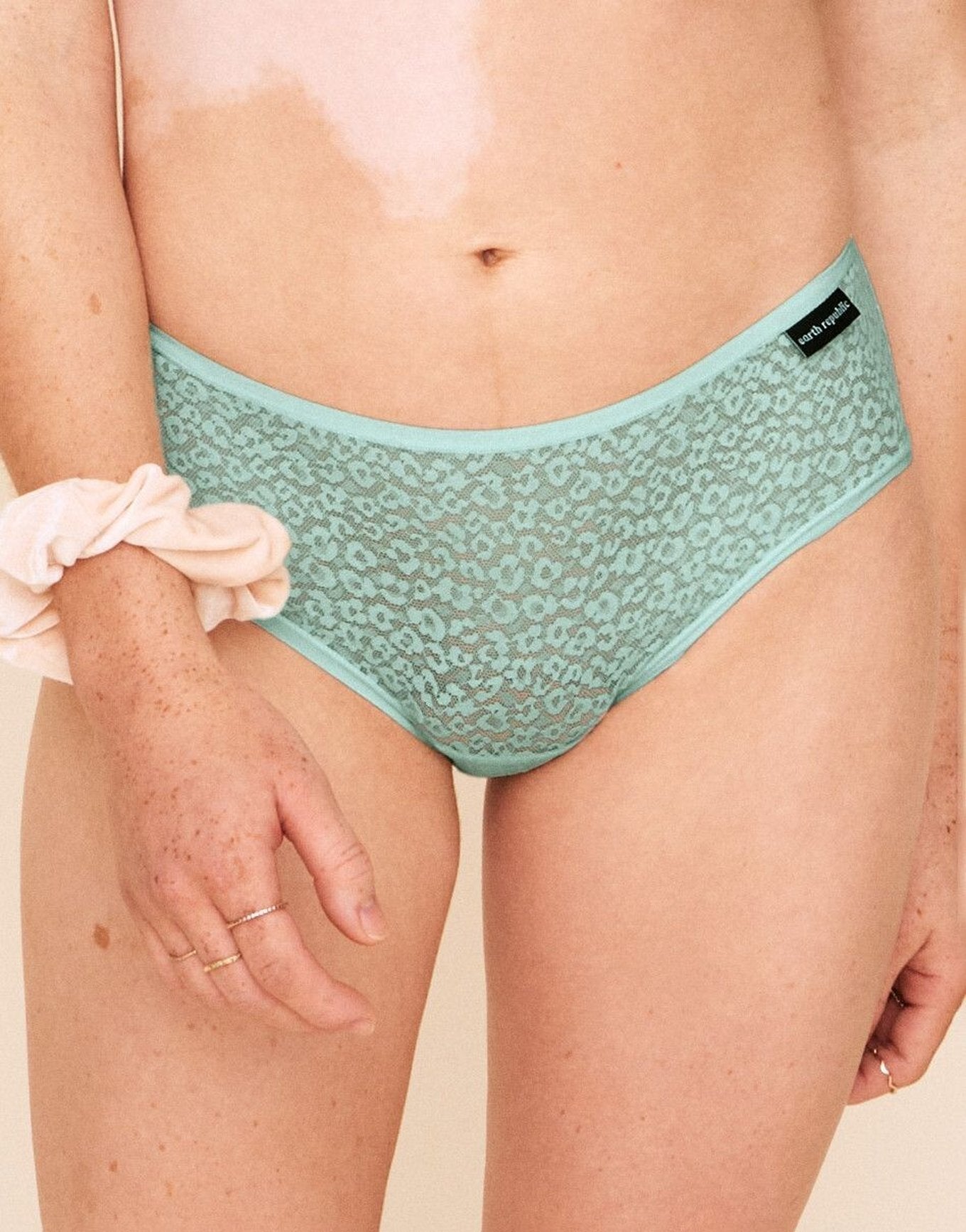 Earth Republic Billie Lace Lace Cheeky in color Bay and shape cheeky