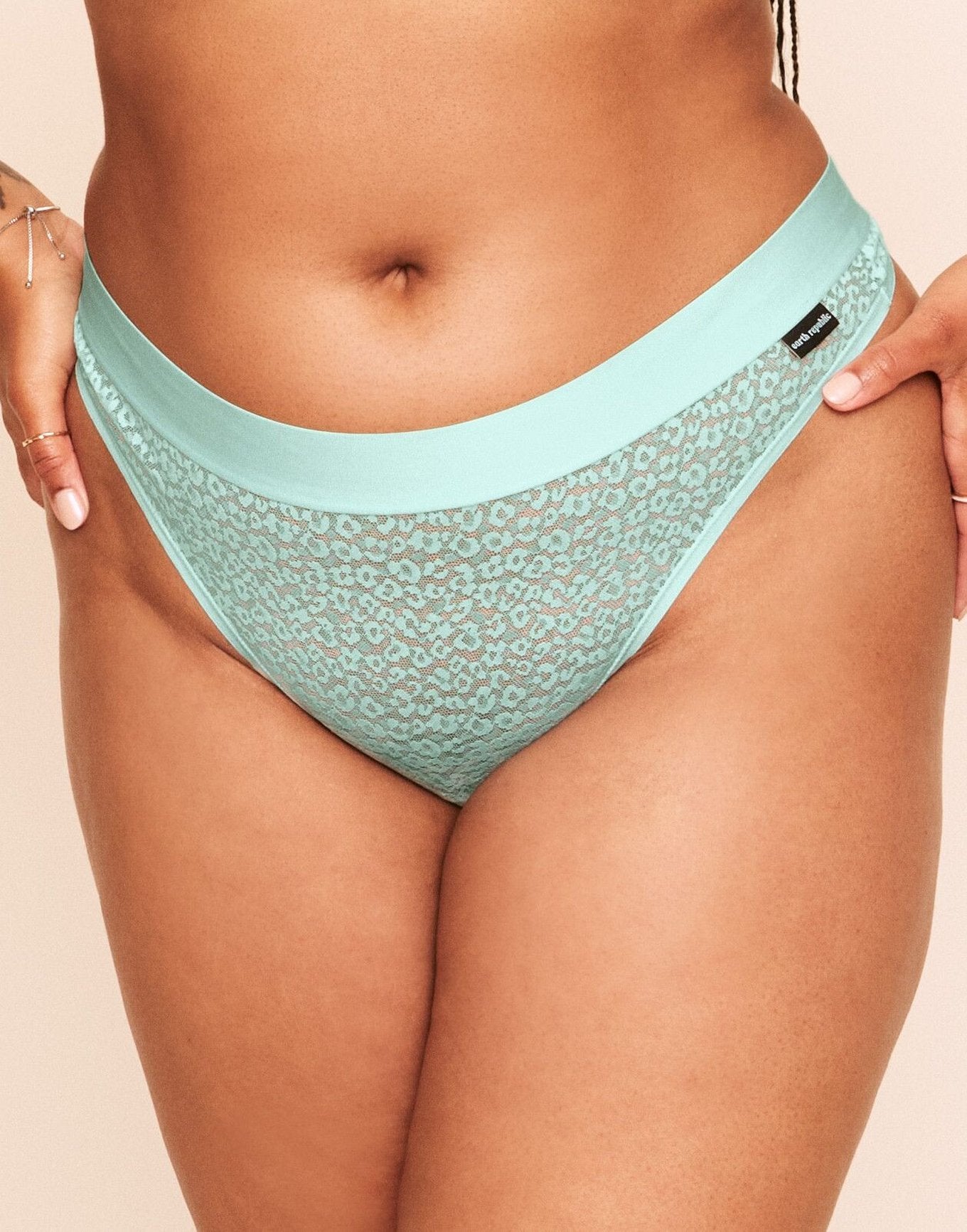 Earth Republic Ariya Lace Lace Thong in color Bay and shape thong