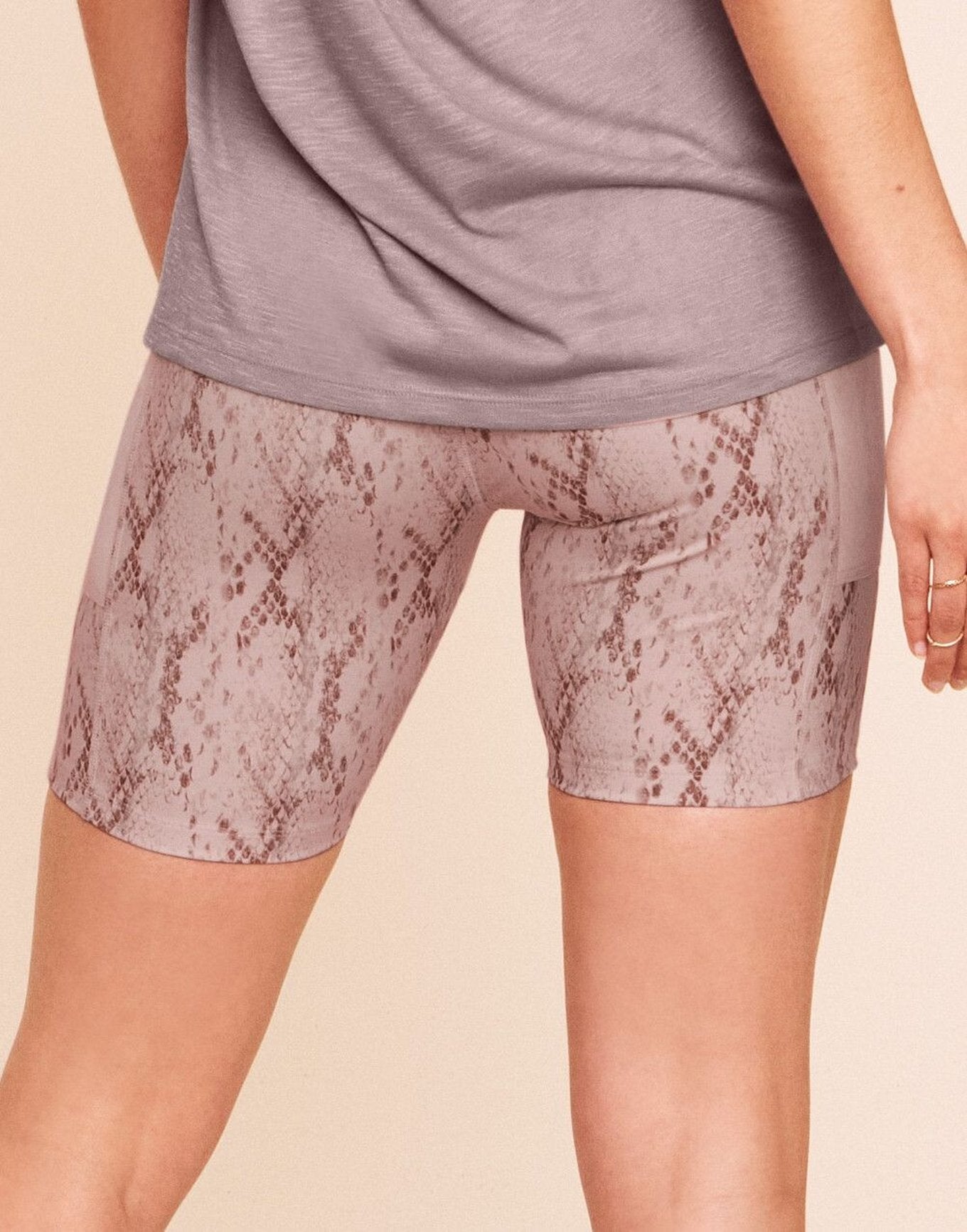 Earth Republic Anais High Waisted Short Biker Shorts in color Snakeskin (Sports Print 2) and shape short