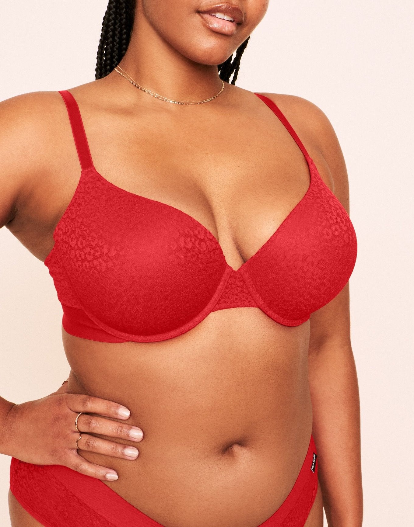 Kendall Lace Plunge Push Up Bra Lace Push-up Bra Flame Scarlet