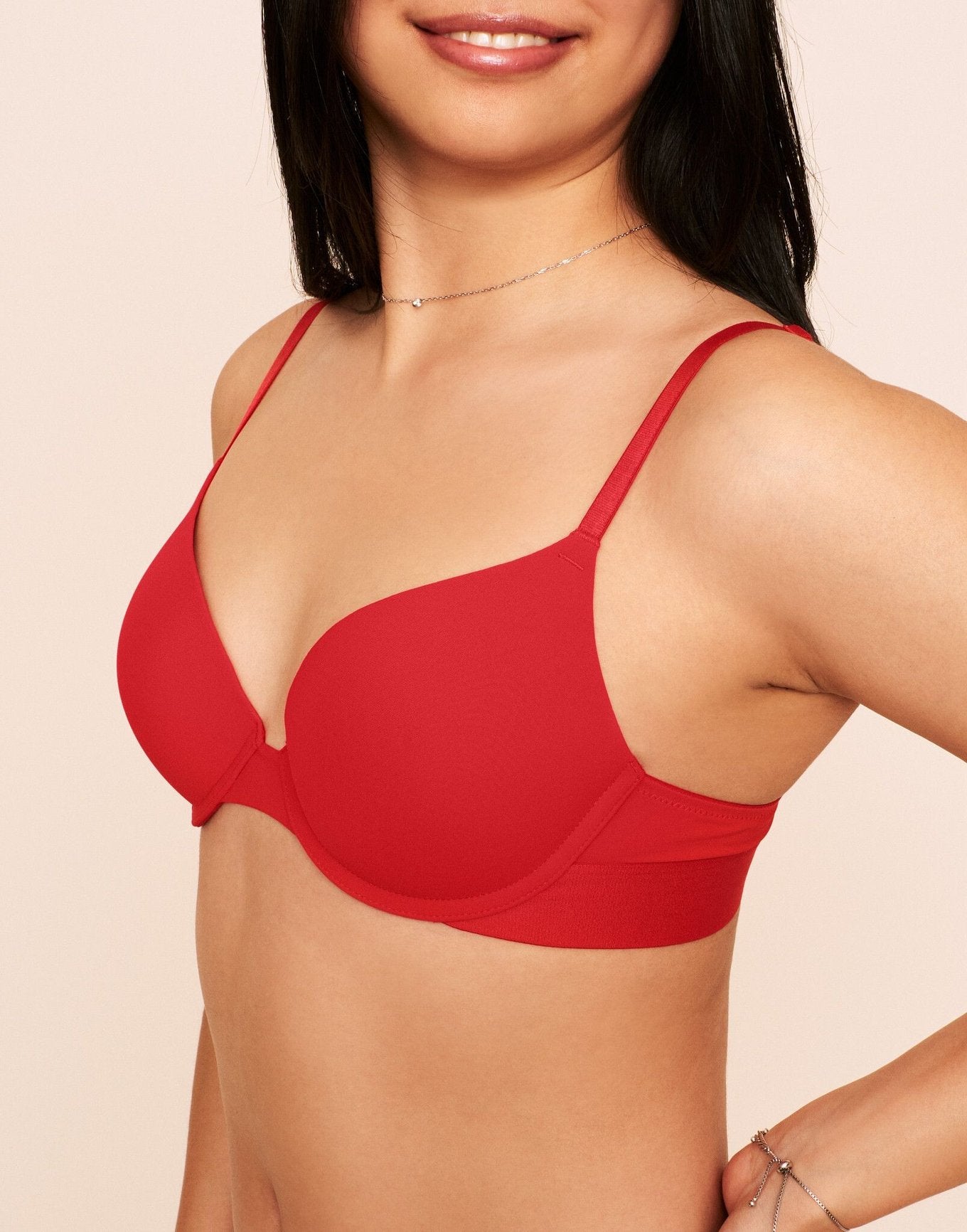 Earth Republic Jordyn Plunge Push Up Bra Push-Up Bra in color Flame Scarlet and shape plunge