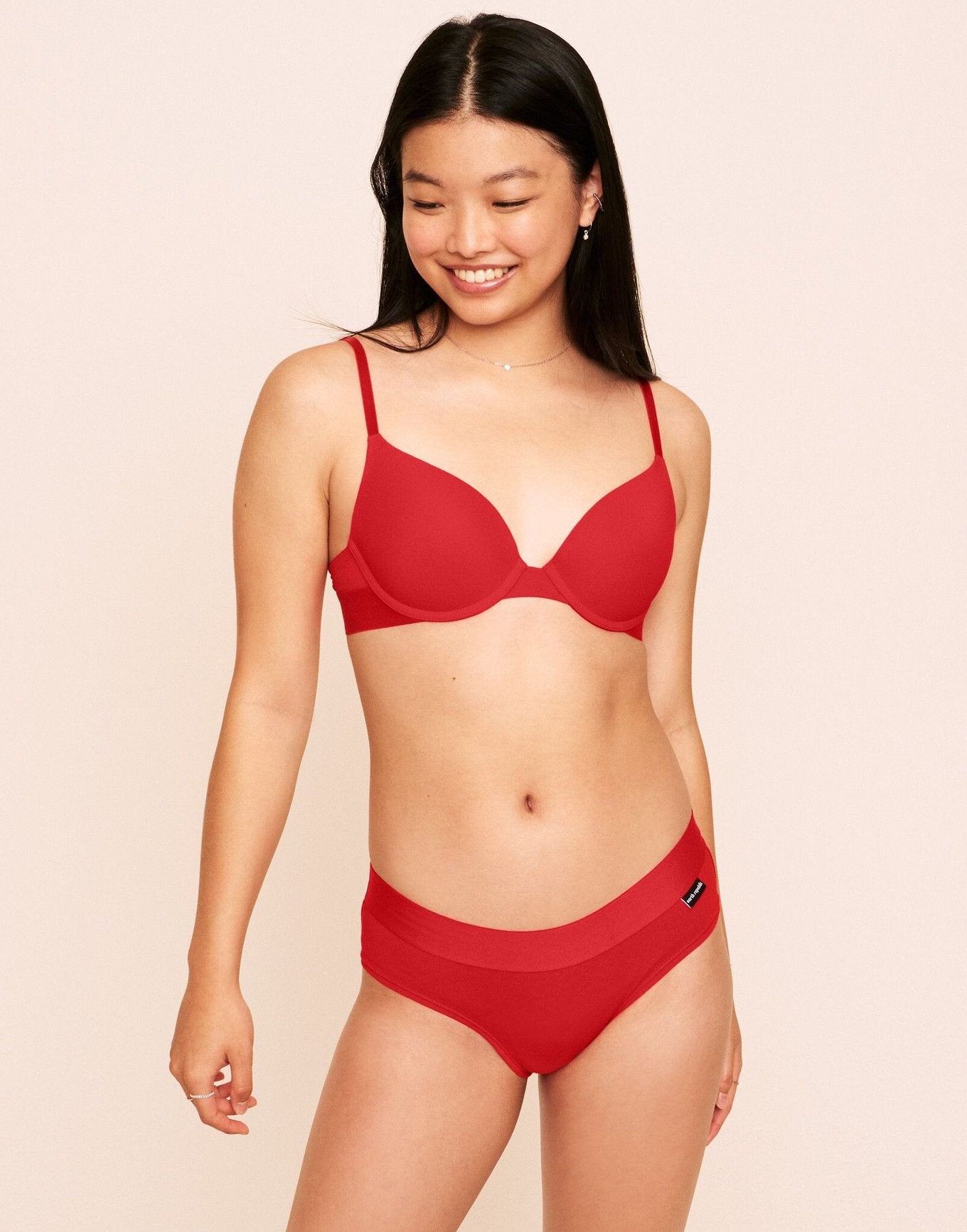 Earth Republic Jordyn Plunge Push Up Bra Push-Up Bra in color Flame Scarlet and shape plunge