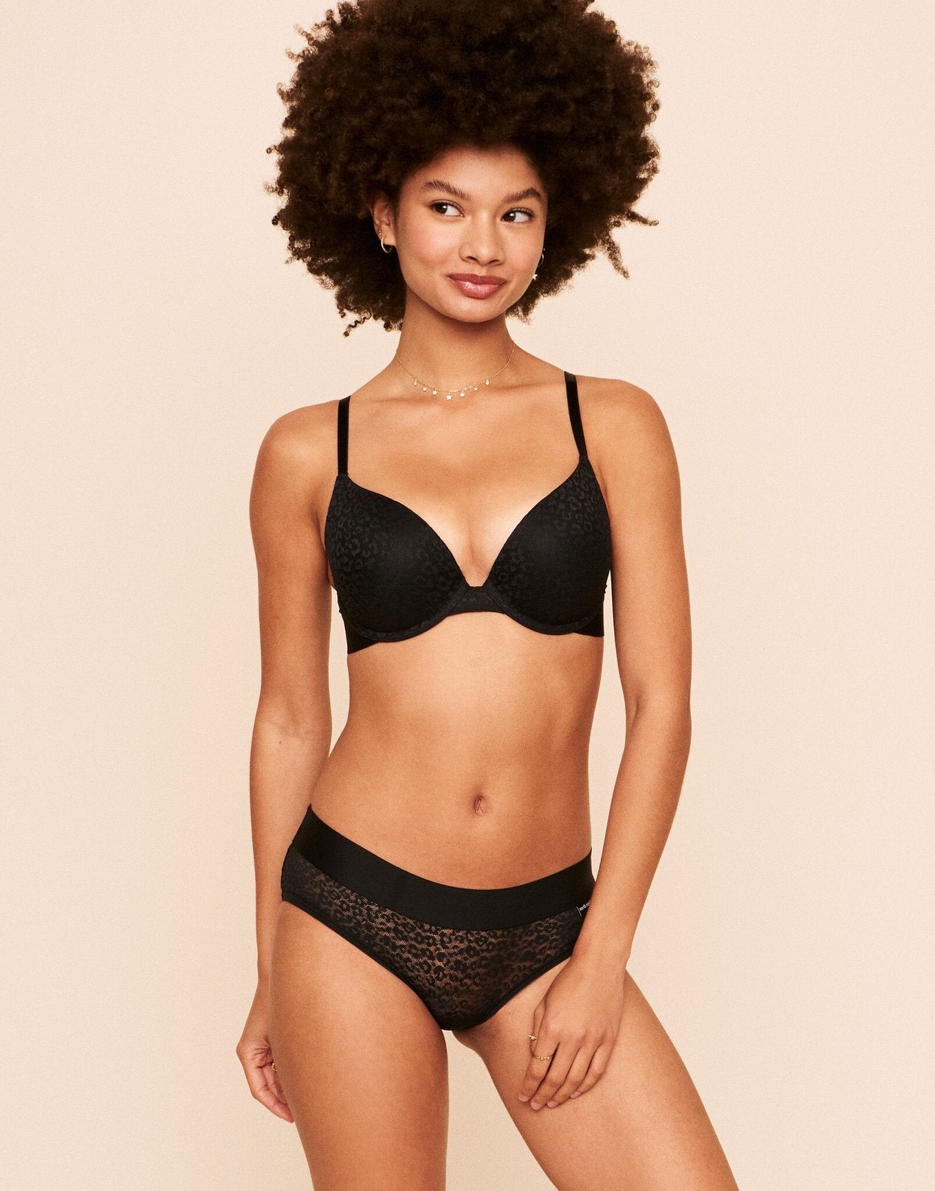 Earth Republic Kendall Lace Plunge Push Up Bra Lace Push-up Bra in color Jet Black and shape plunge